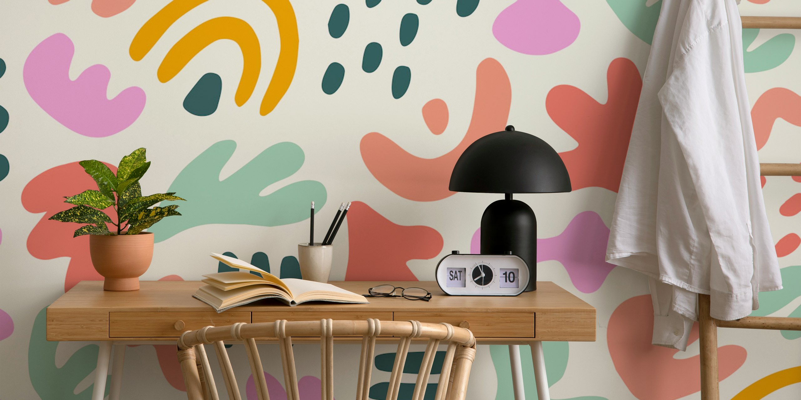 Papel pintado Retro Organic Shapes en una habitación