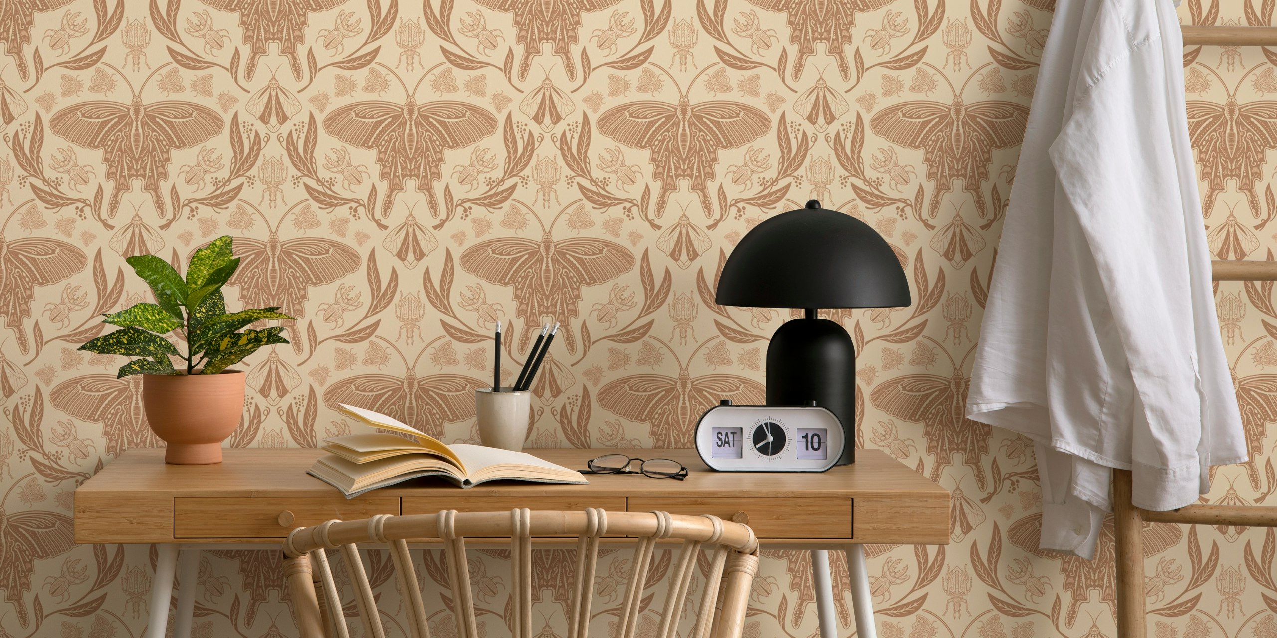 Botanical Insect Charm wallpaper in a room