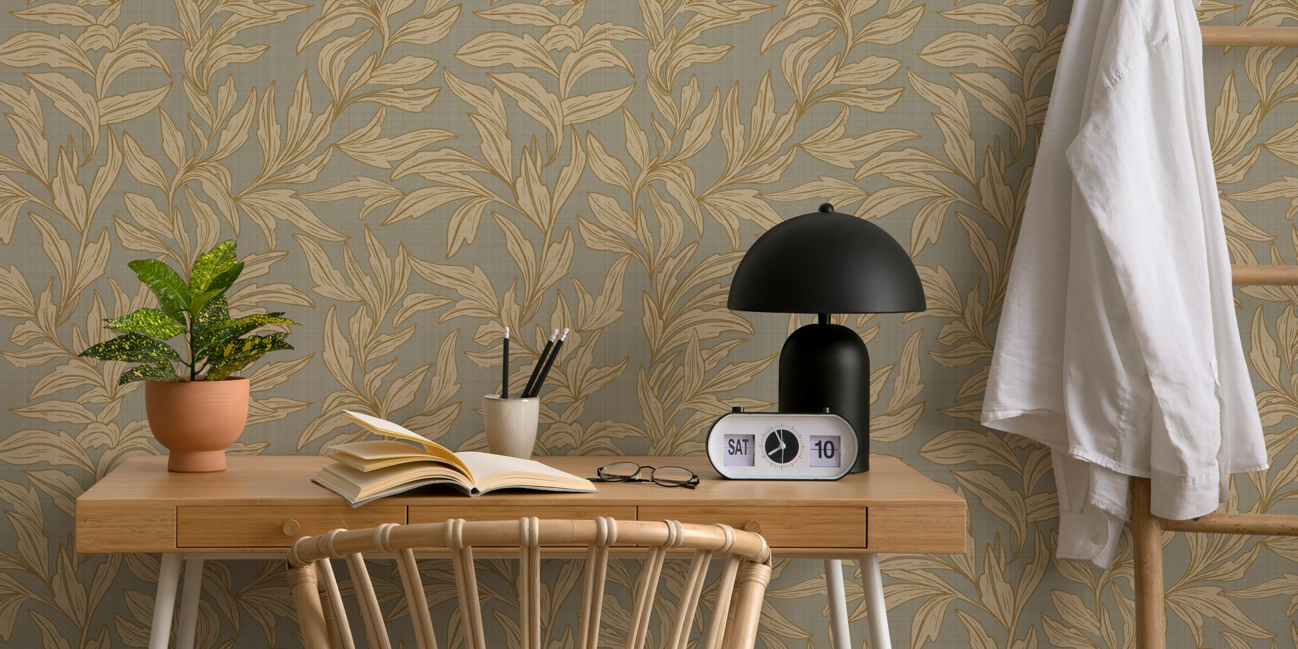 Botanical Leaf Design tapet i ett rum