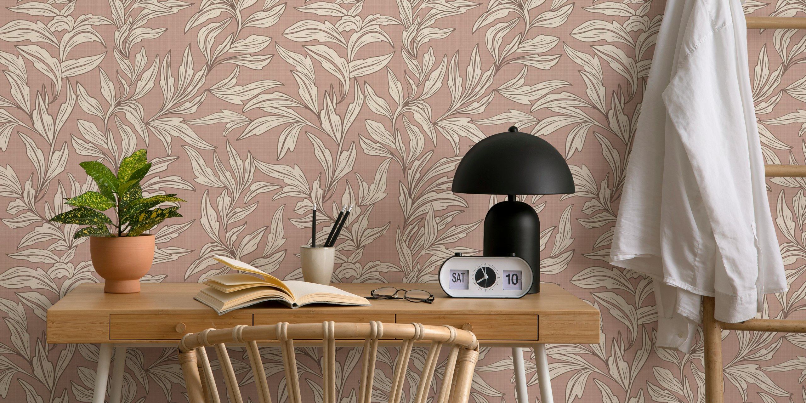 Tapeta Elegant Foliage Design zaprezentowana w pokoju