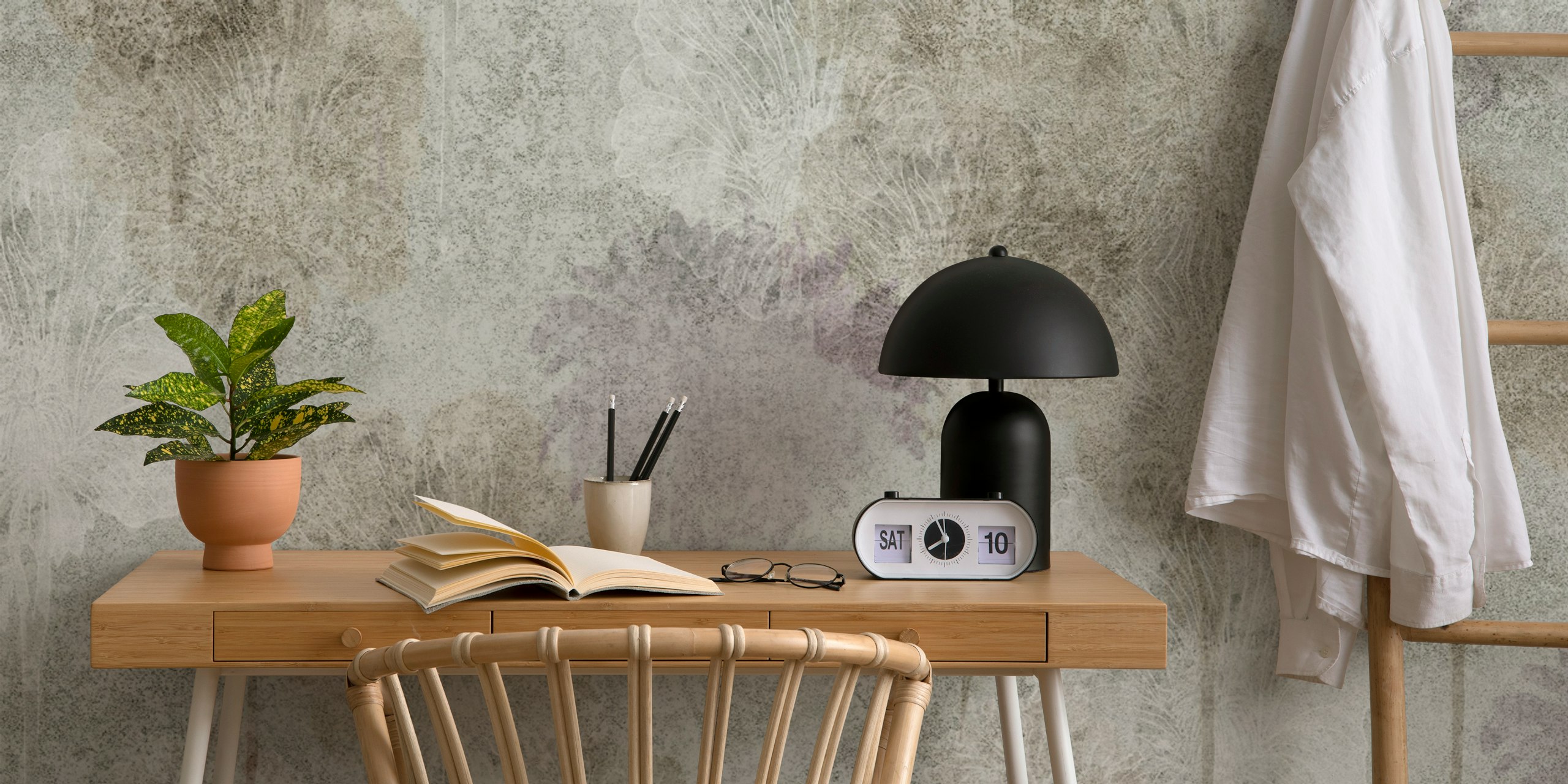Earthy Leafy Serenity wallpaper in a room setting