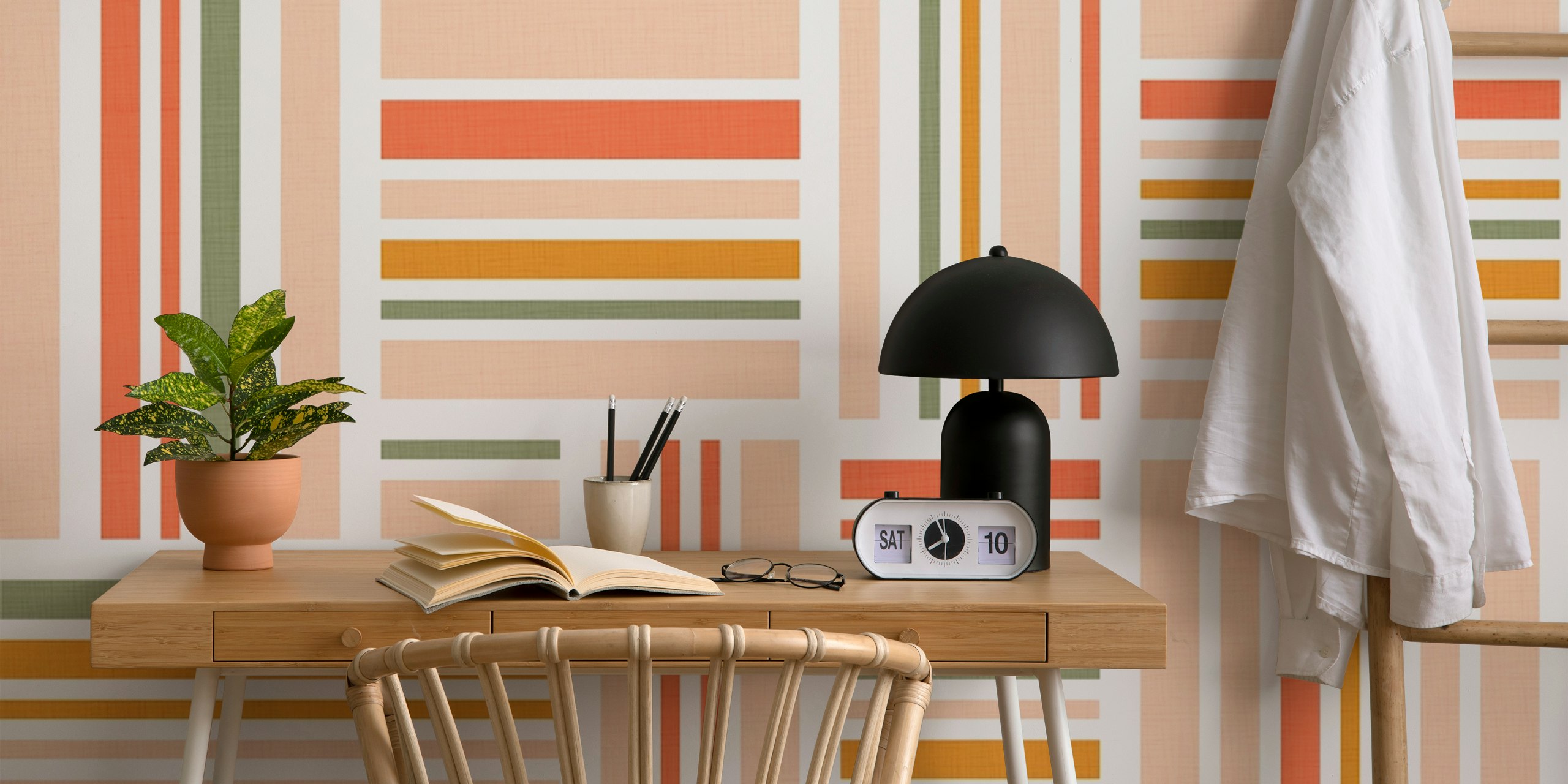 Retro Stripes Harmony Tapetdesign in einem Raum