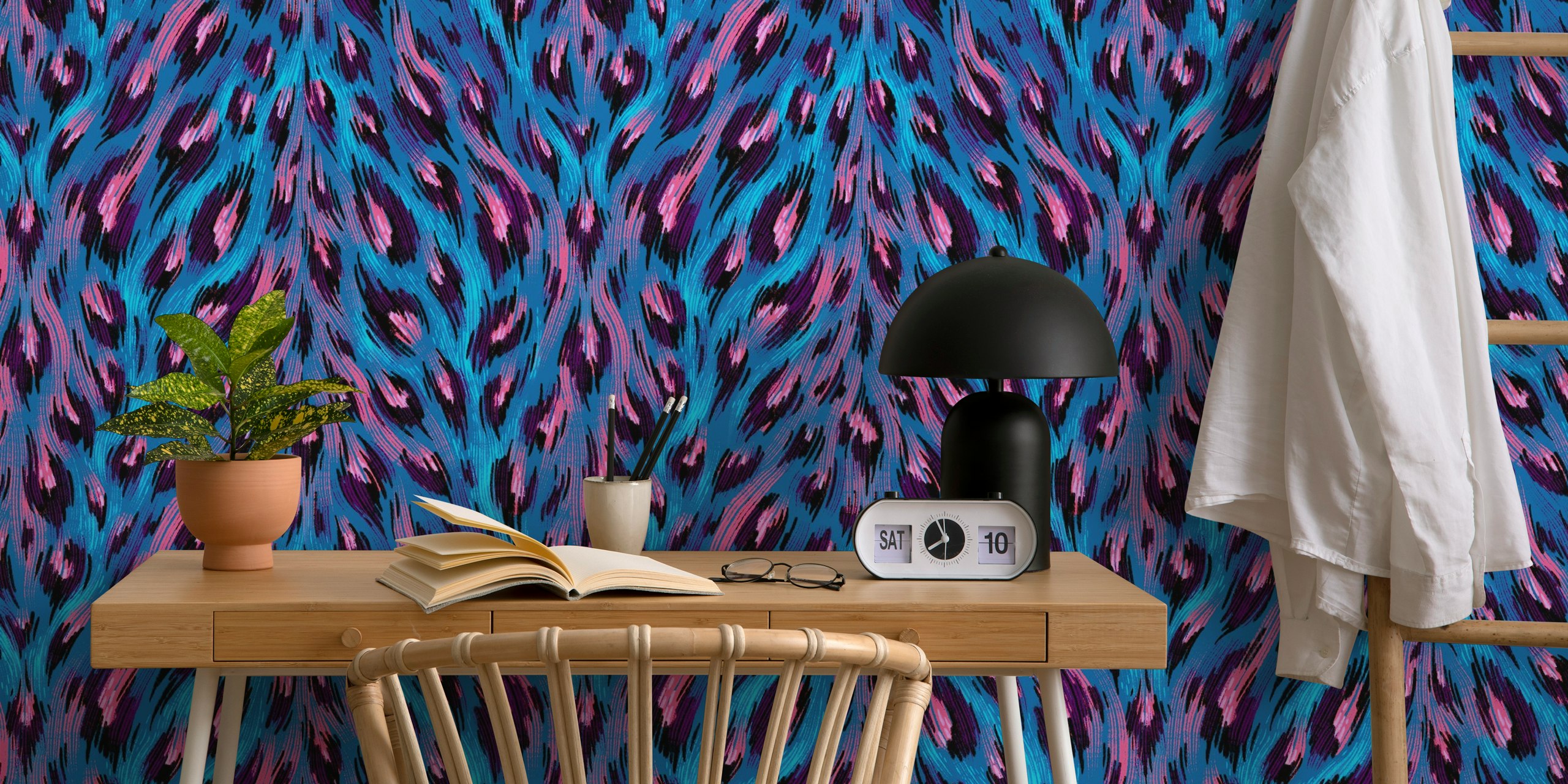 Leopard Print tapet i blå og rosa