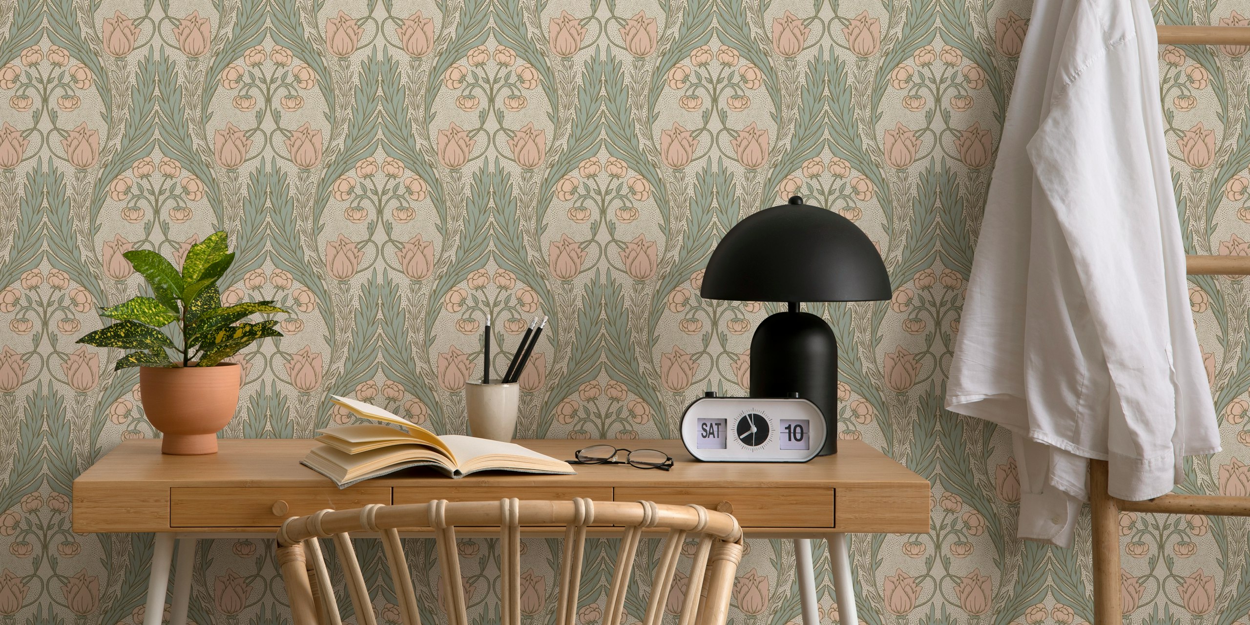 Romantic Heritage Tulip wallpaper in a room