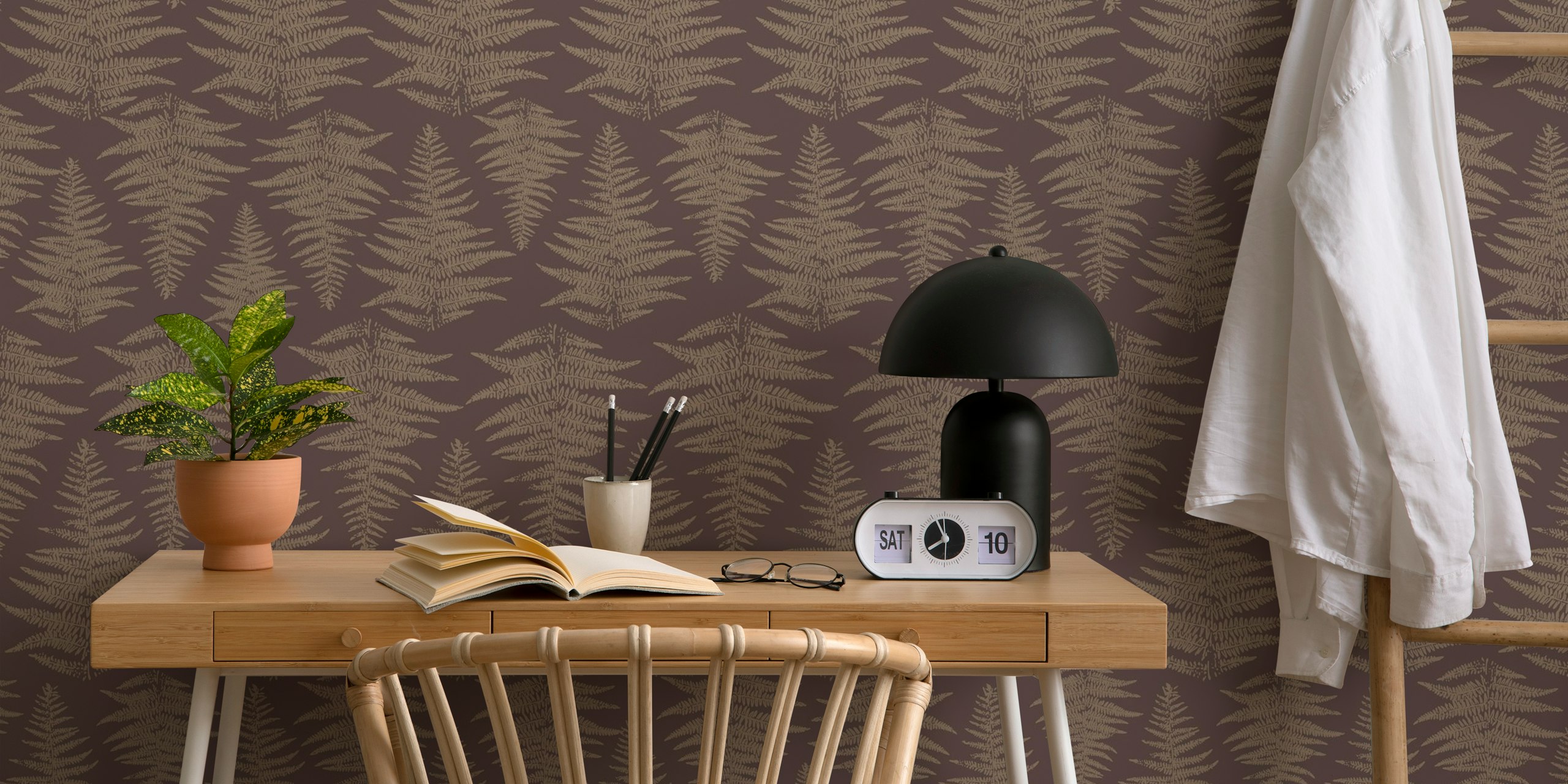 Vintage fern wallpaper in einem Raum