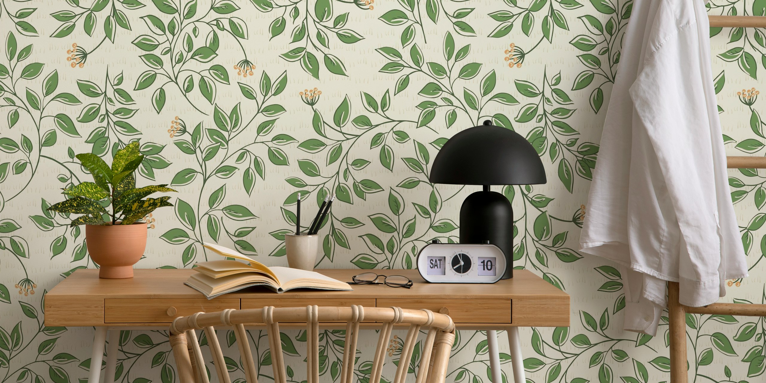 Botanical Bliss Greenery tapetti huoneessa