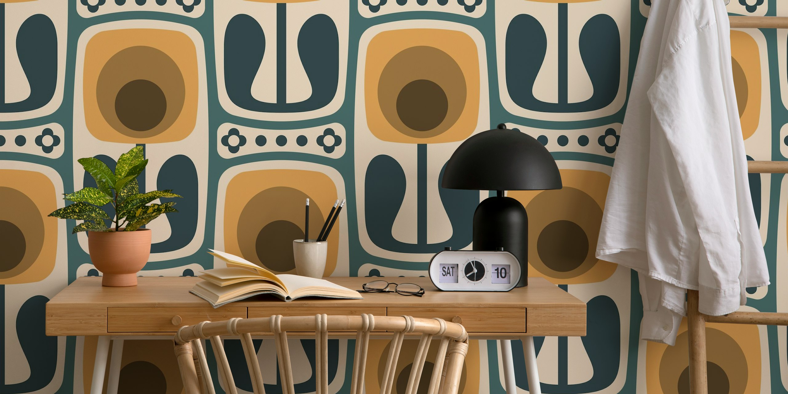 Papier peint Nostalgic Retro Blooms dans une pièce