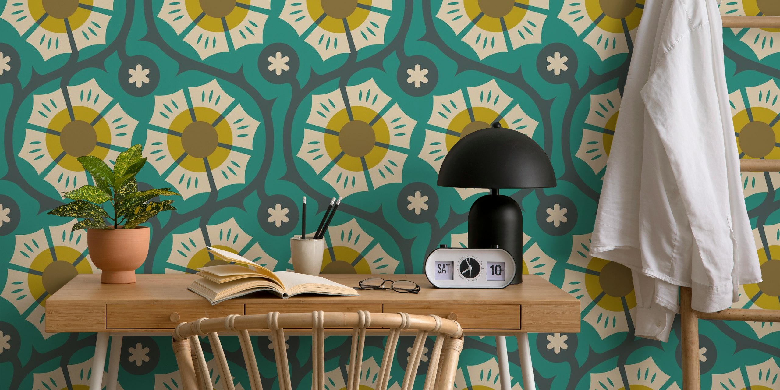 Bold Vintage Flora in Green σχέδιο ταπετσαρίας