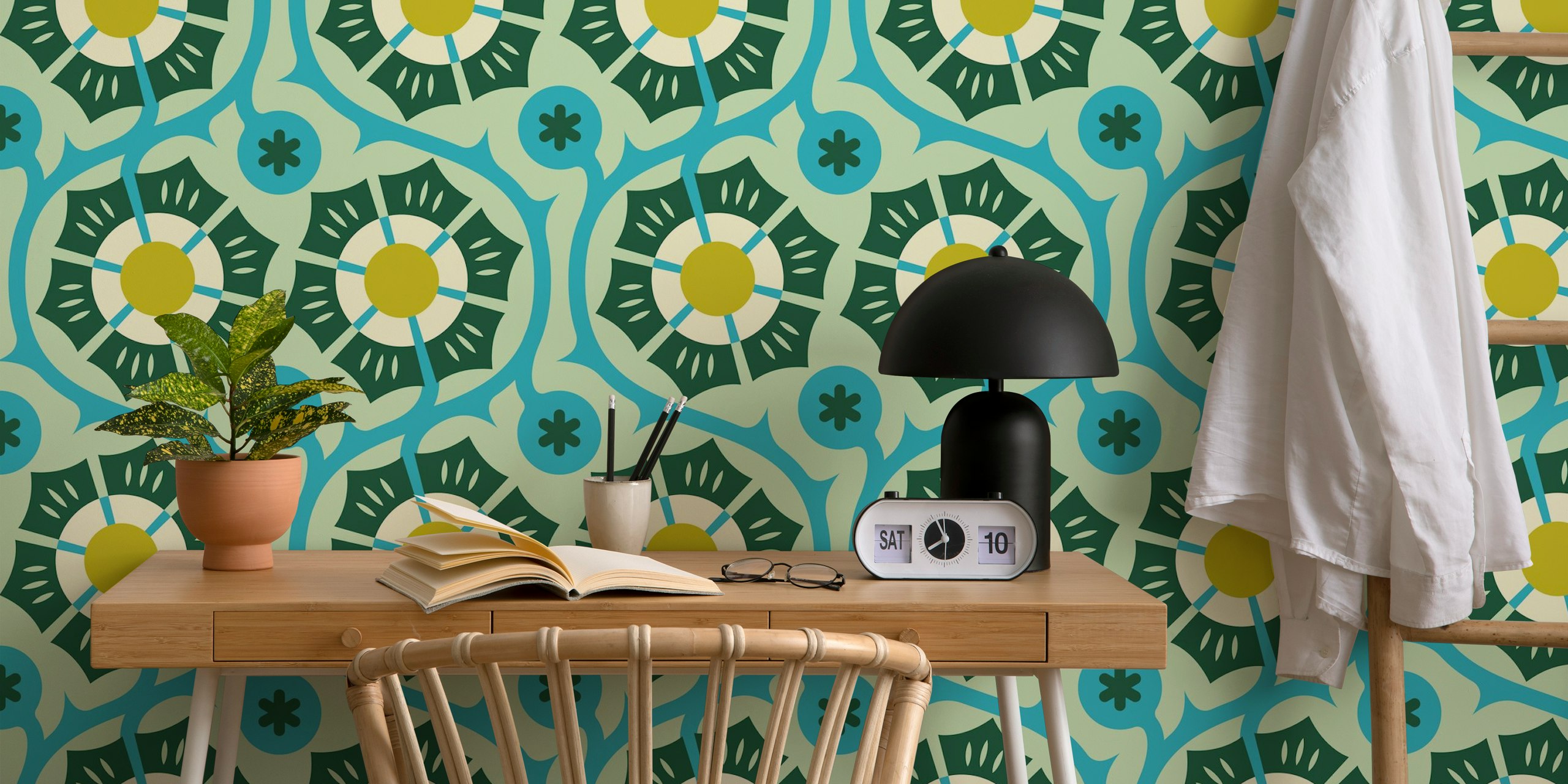 Bold Vintage Flora wallpaper i et rom