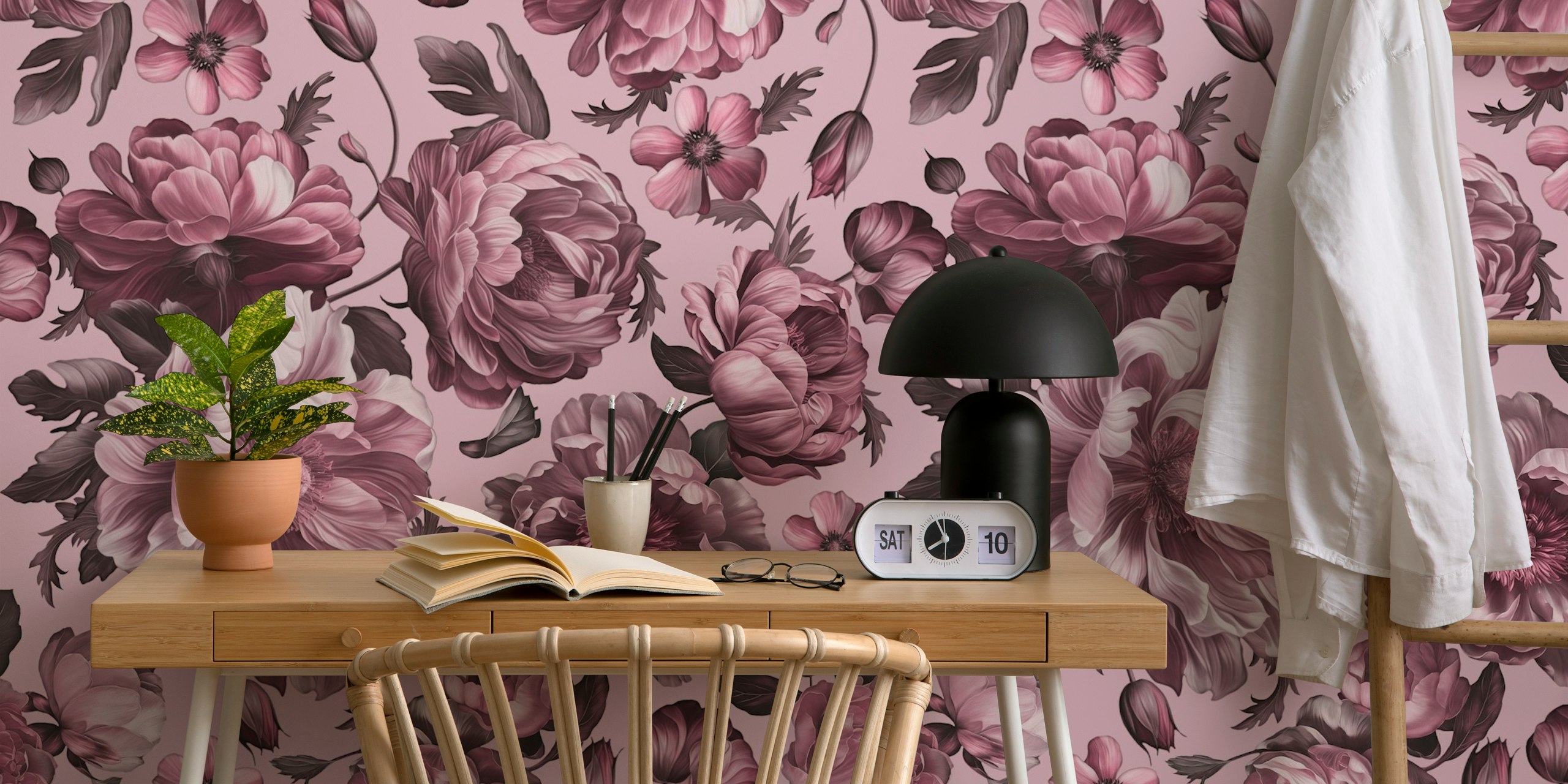 Bloemenbehang in een kameropstelling