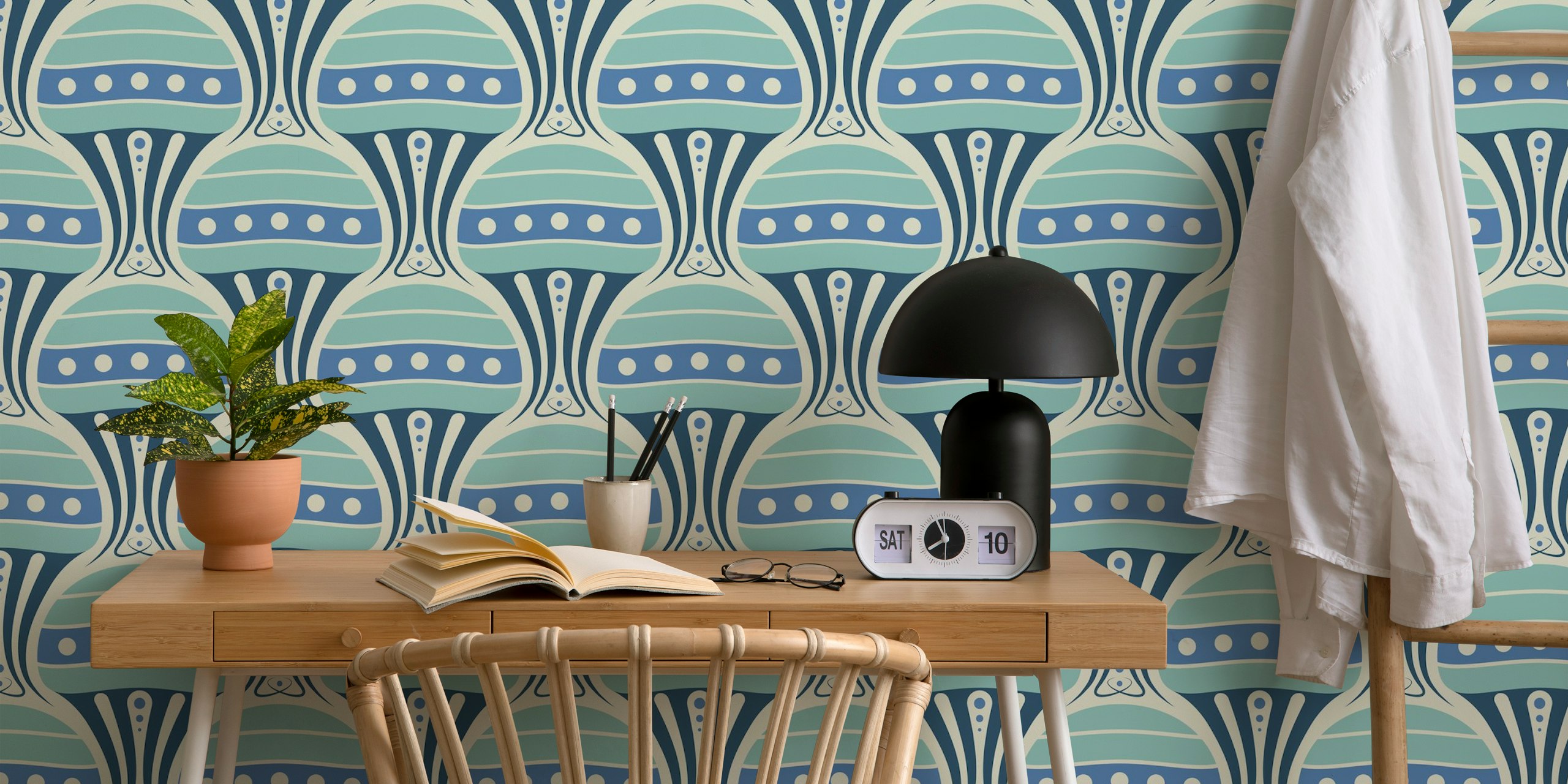 Vintage Jellyfish Harmony wallpaper in a room