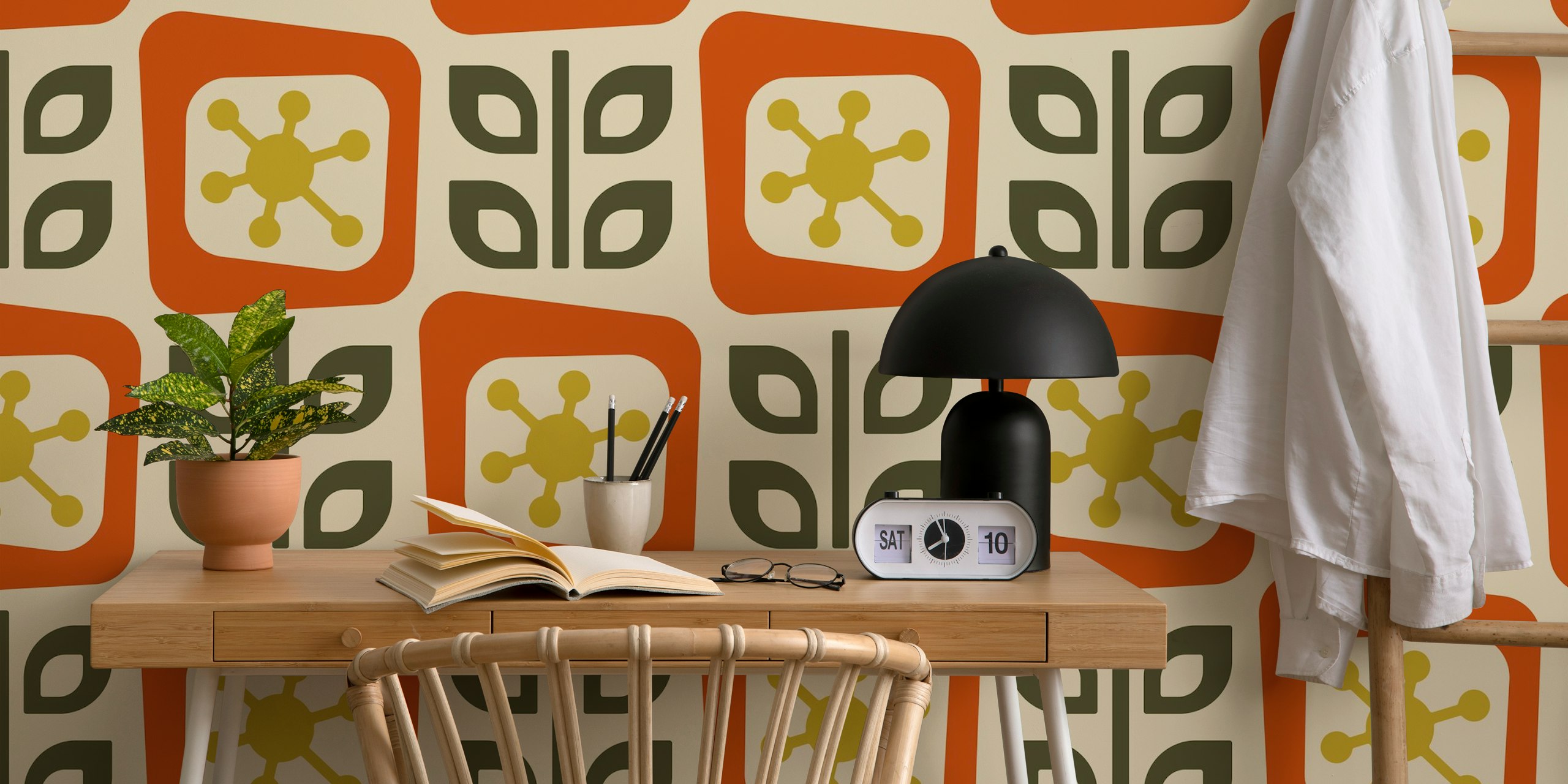 Organic Vintage Blocks tapetti huoneessa