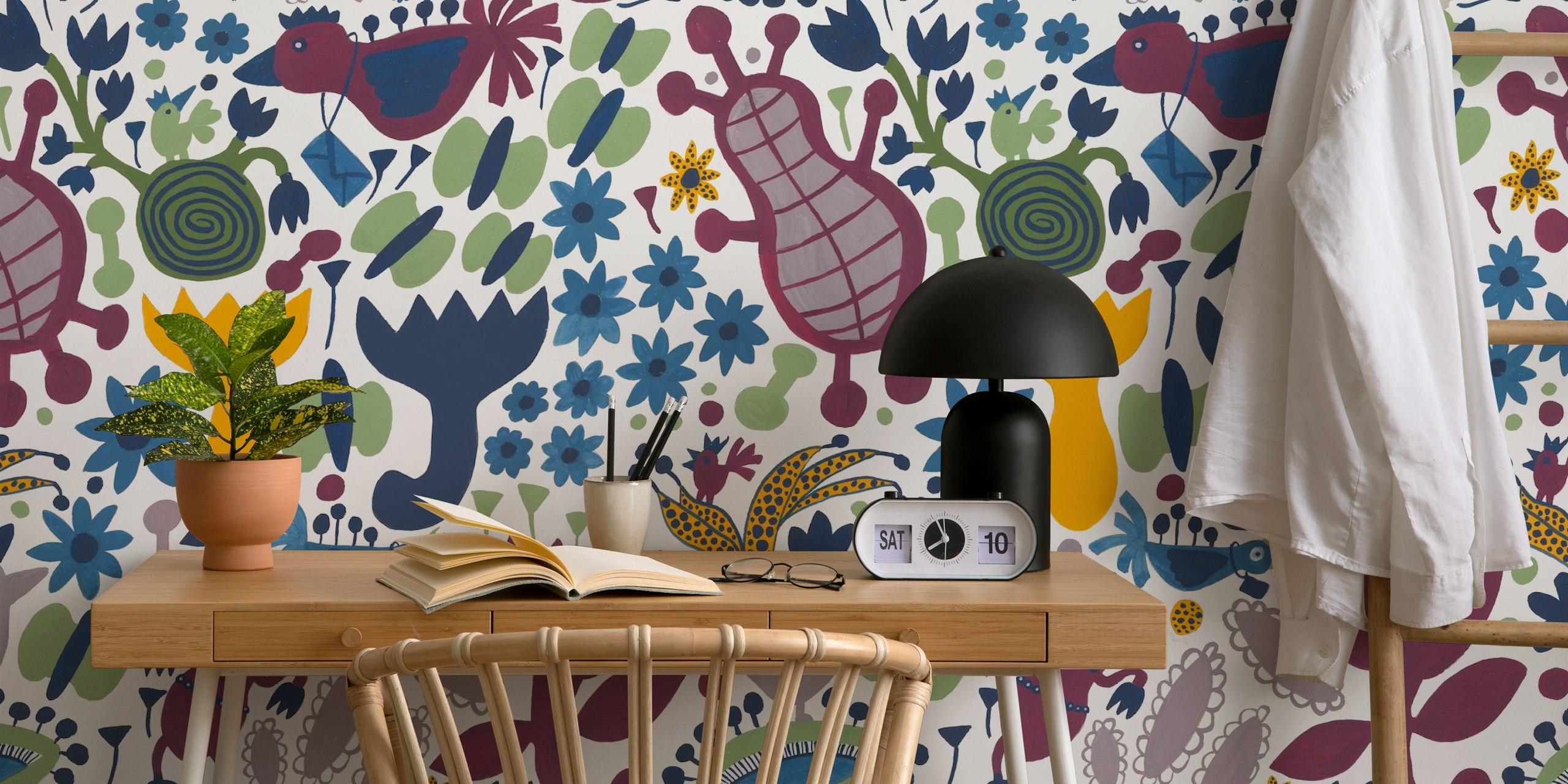 Ebba Burgundy Medium tapet i et rum