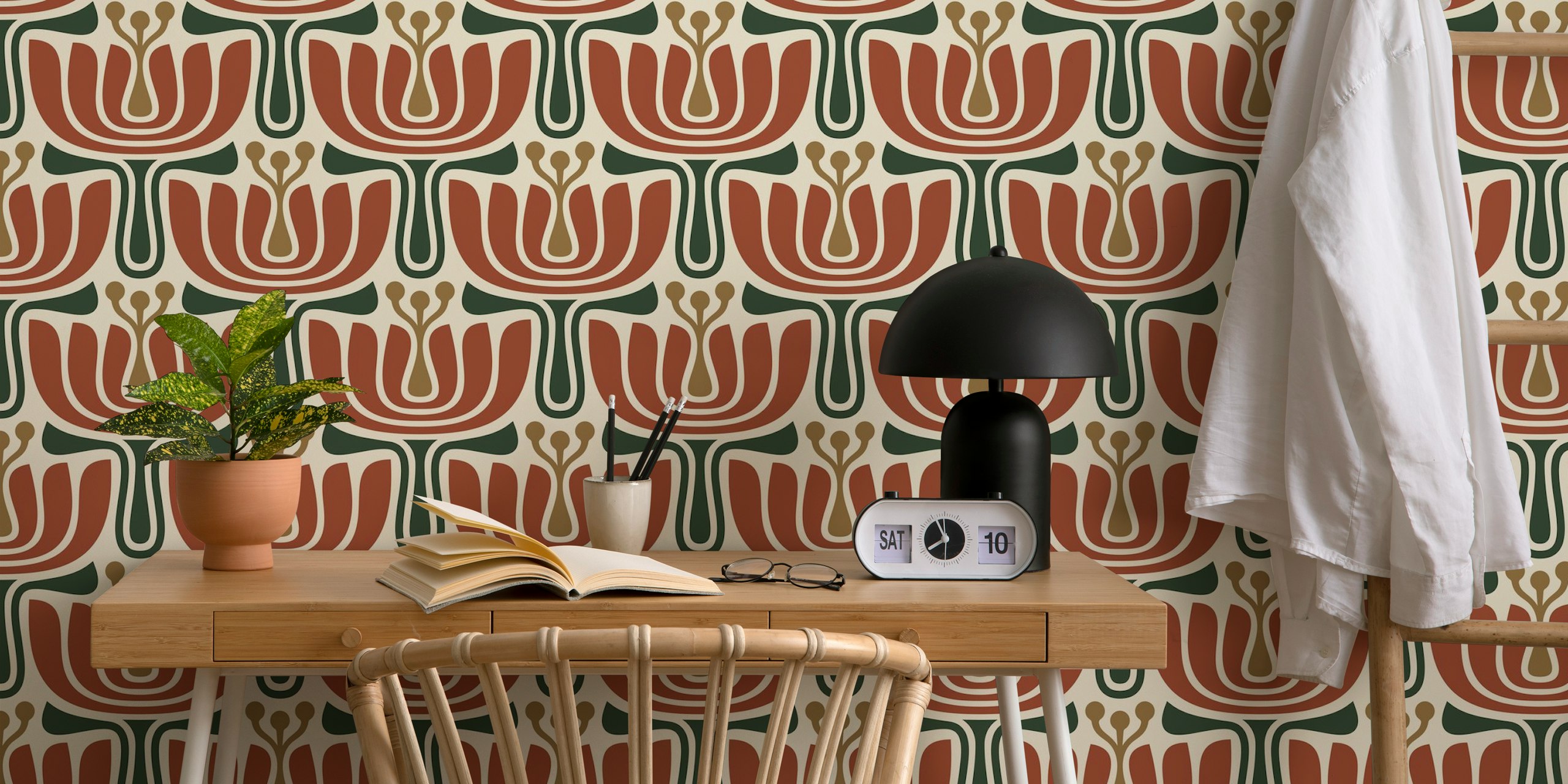 Vintage Petal Charm wallpaper in a living room