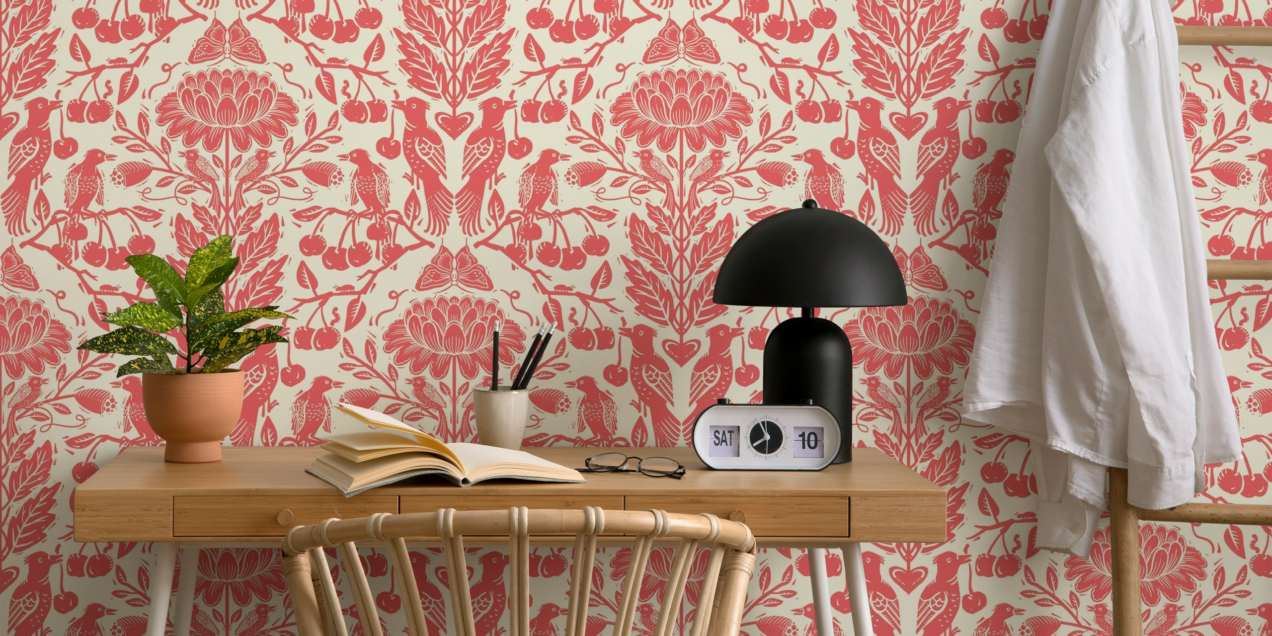 Charming Cherry Birds tapetti huoneessa