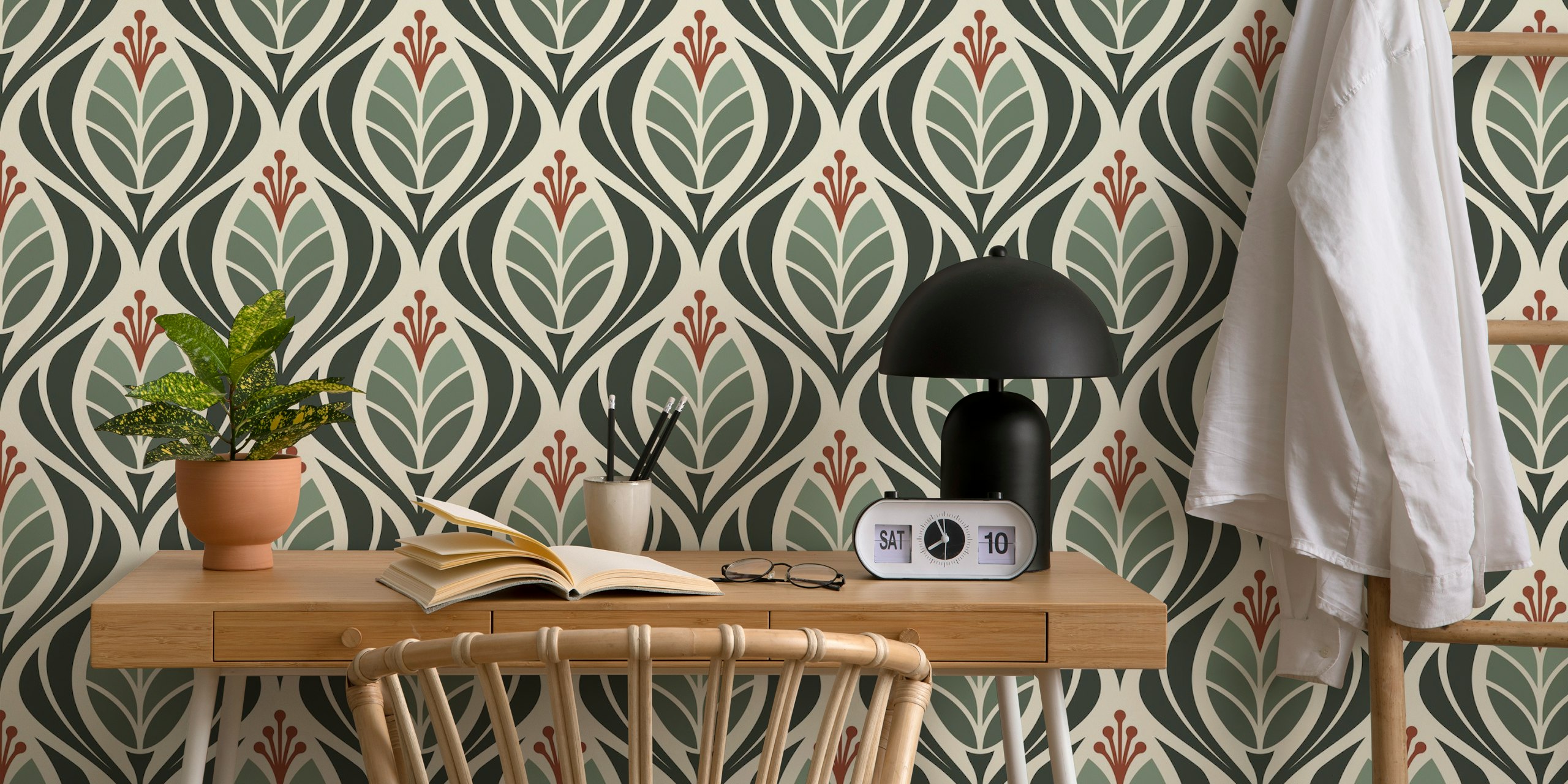Bold Retro Tulip Blossoms wallpaper huoneessa