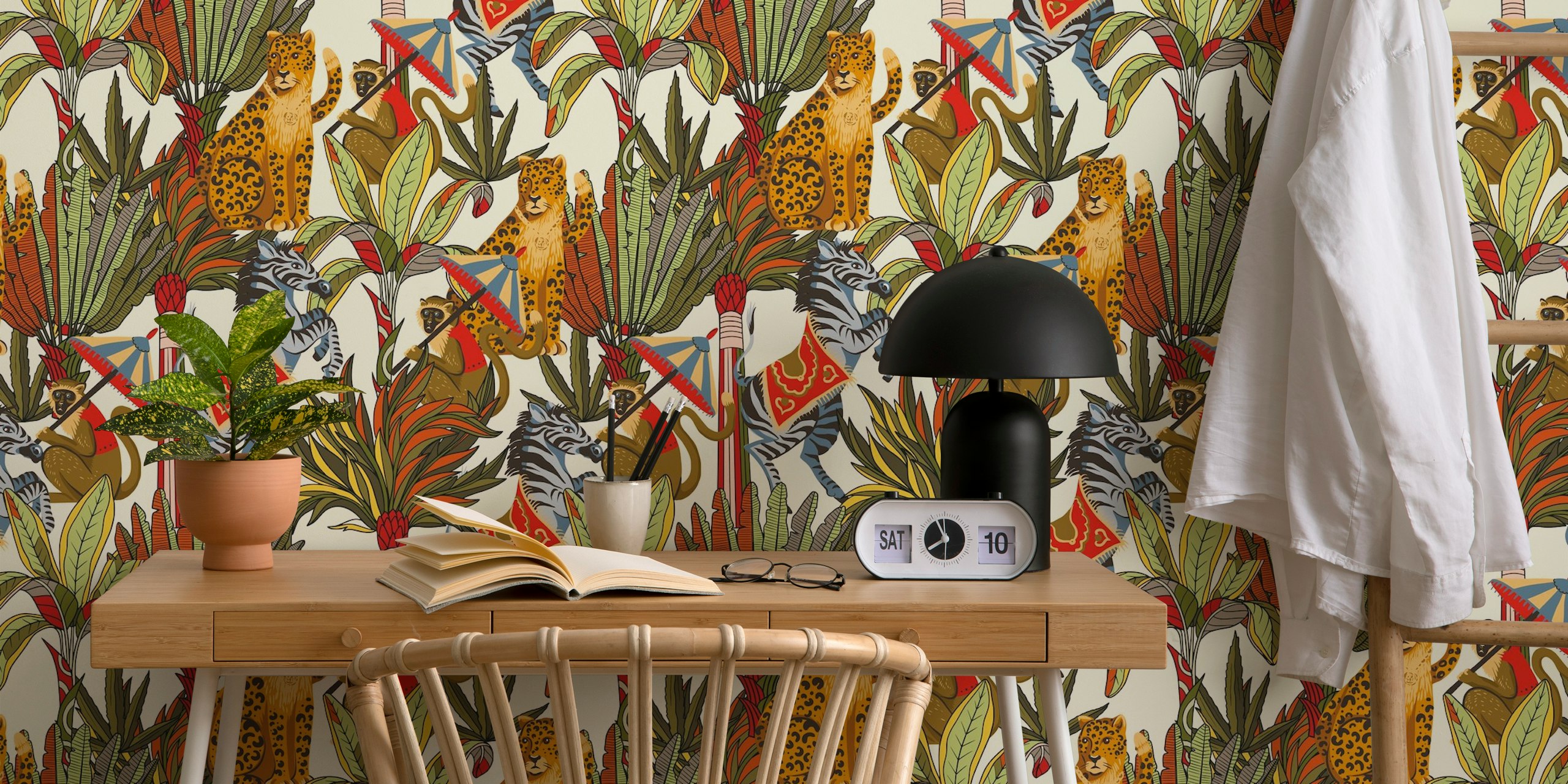 Vibrant Animal Kingdom tapetdesign i ett rum