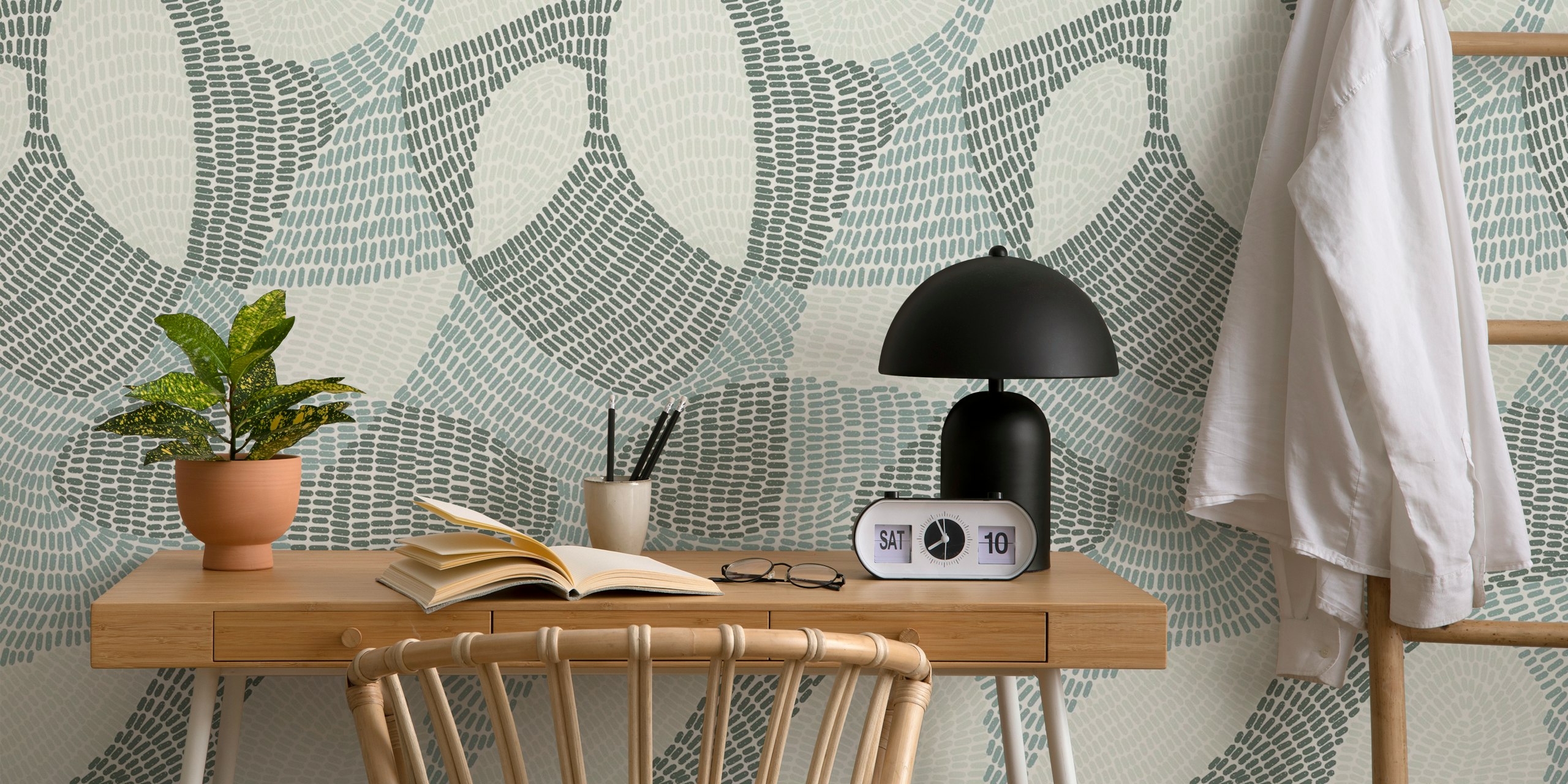 Echo Lines Cool Light tapet i ett rum