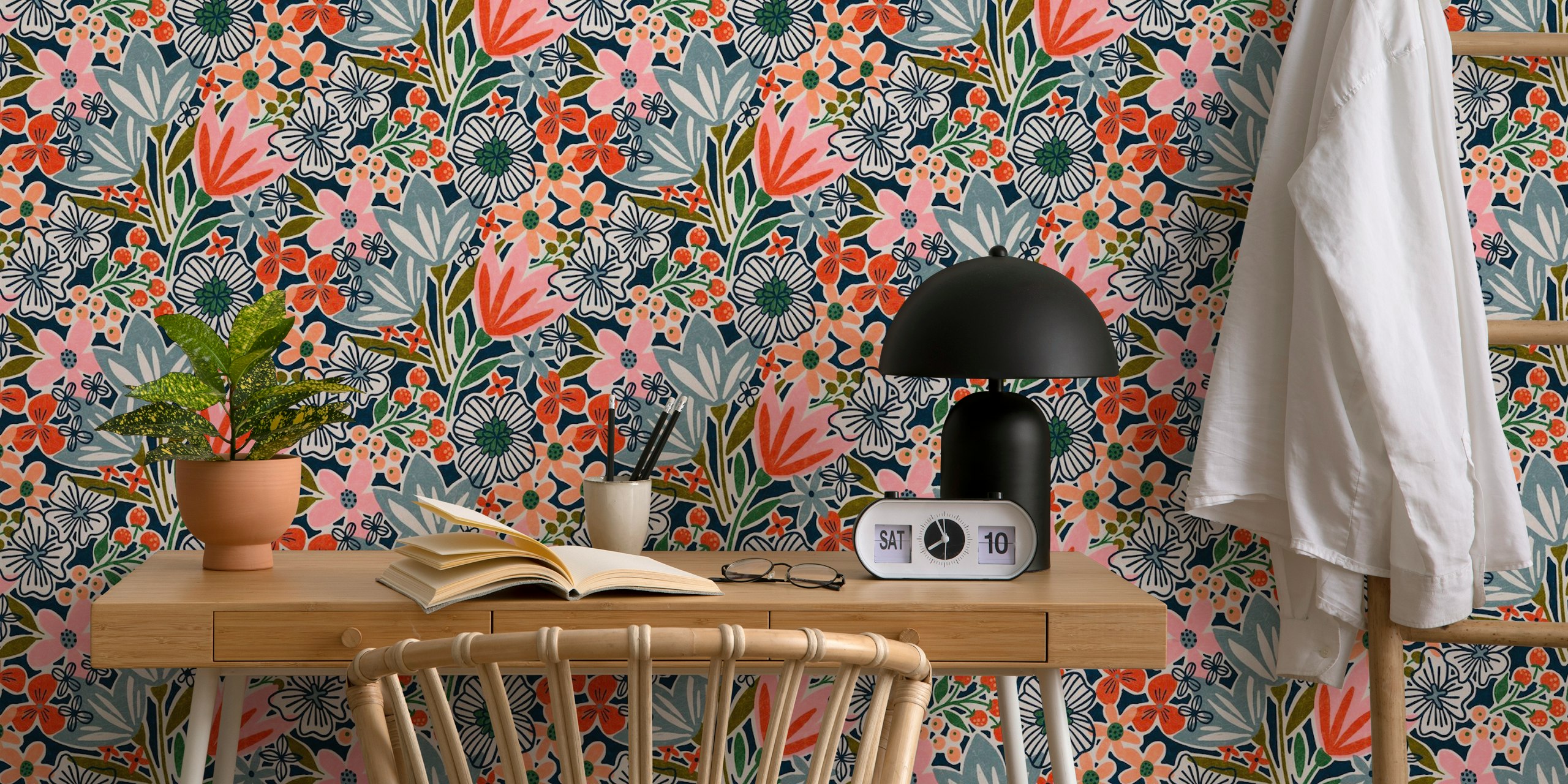 Φλοράλ ταπετσαρία Jocelin σε ένα δωμάτιο