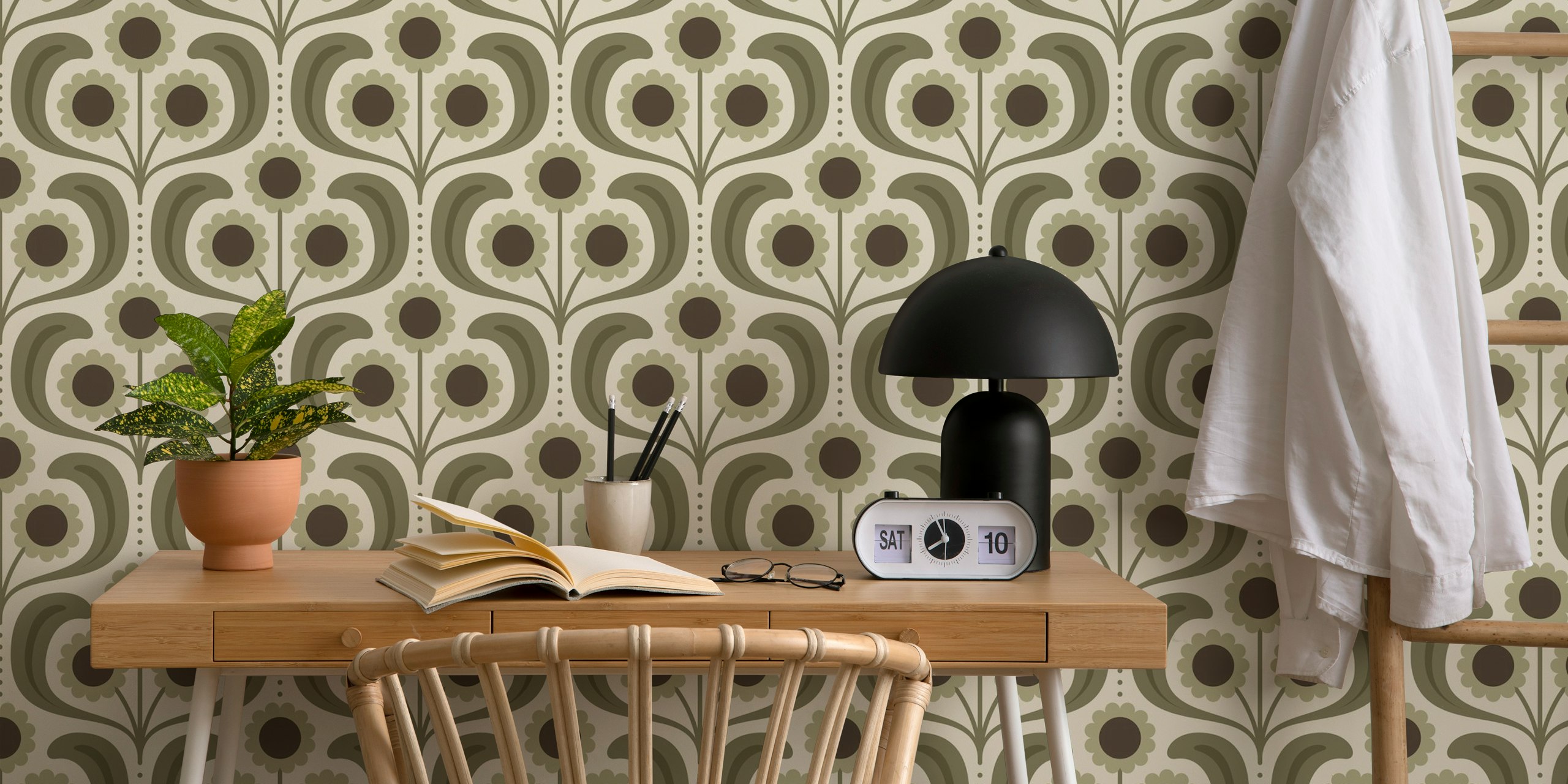 Tapeta Groovy Daisy in Gray u sobi