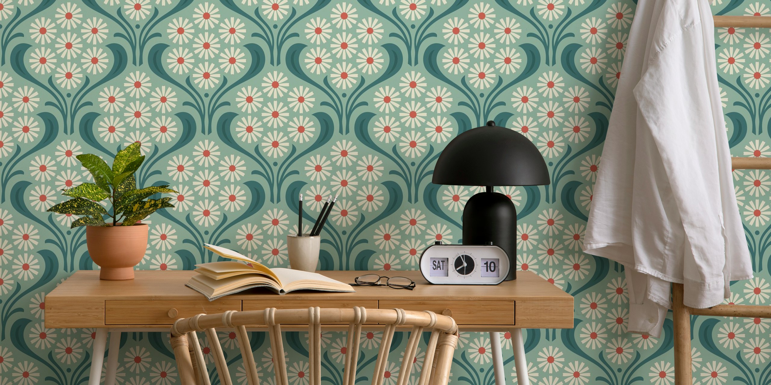 Vintage Daisy Delight wallpaper in a room