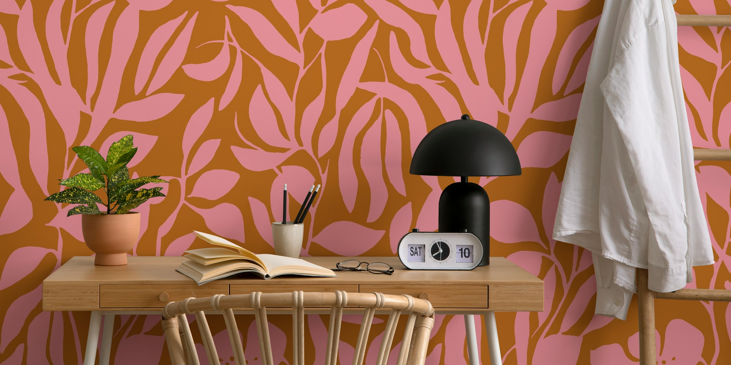 Mustard Pink wallpaper in a room