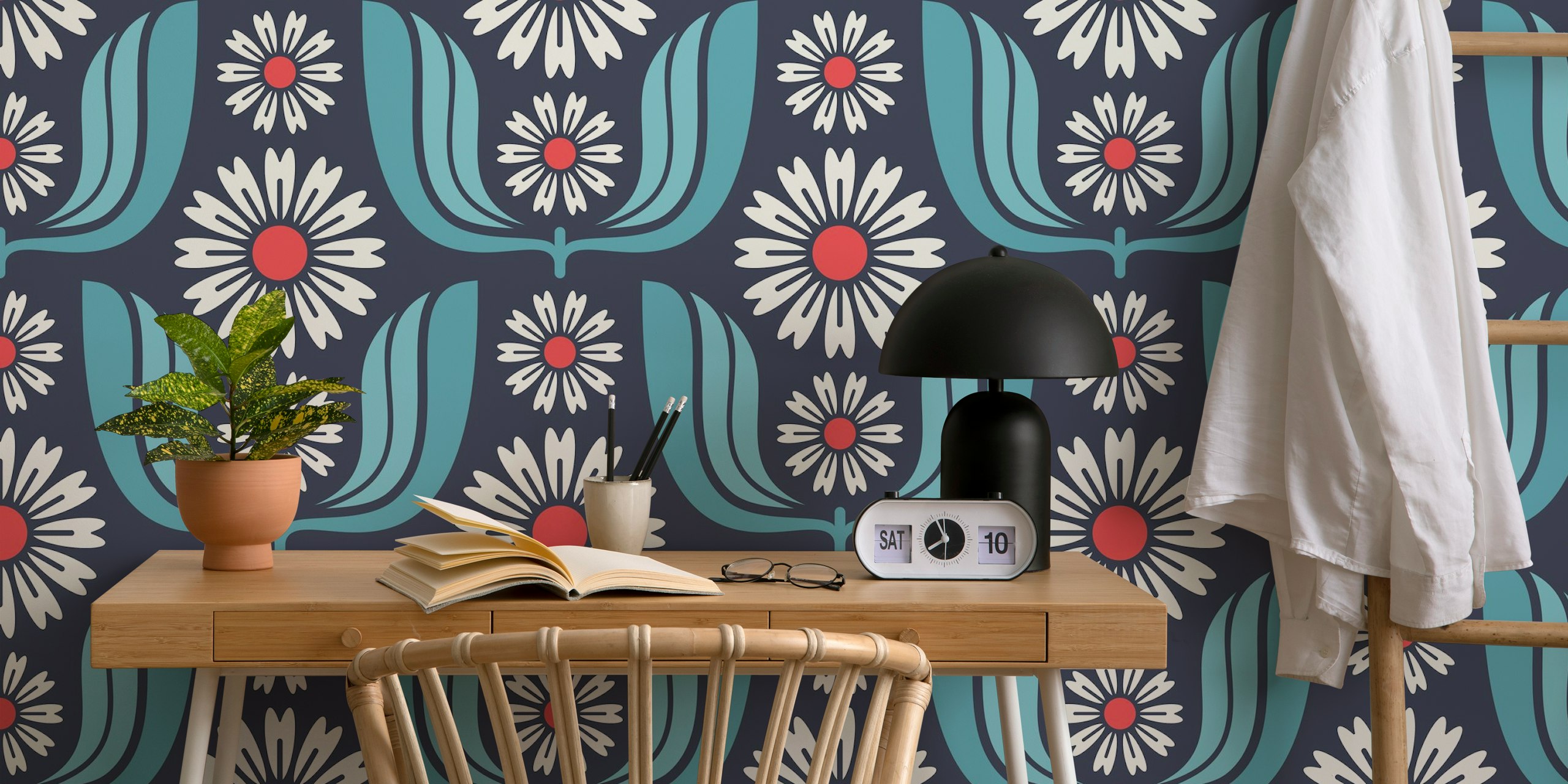 Daisy Bloom Harmony in Blue design tapet
