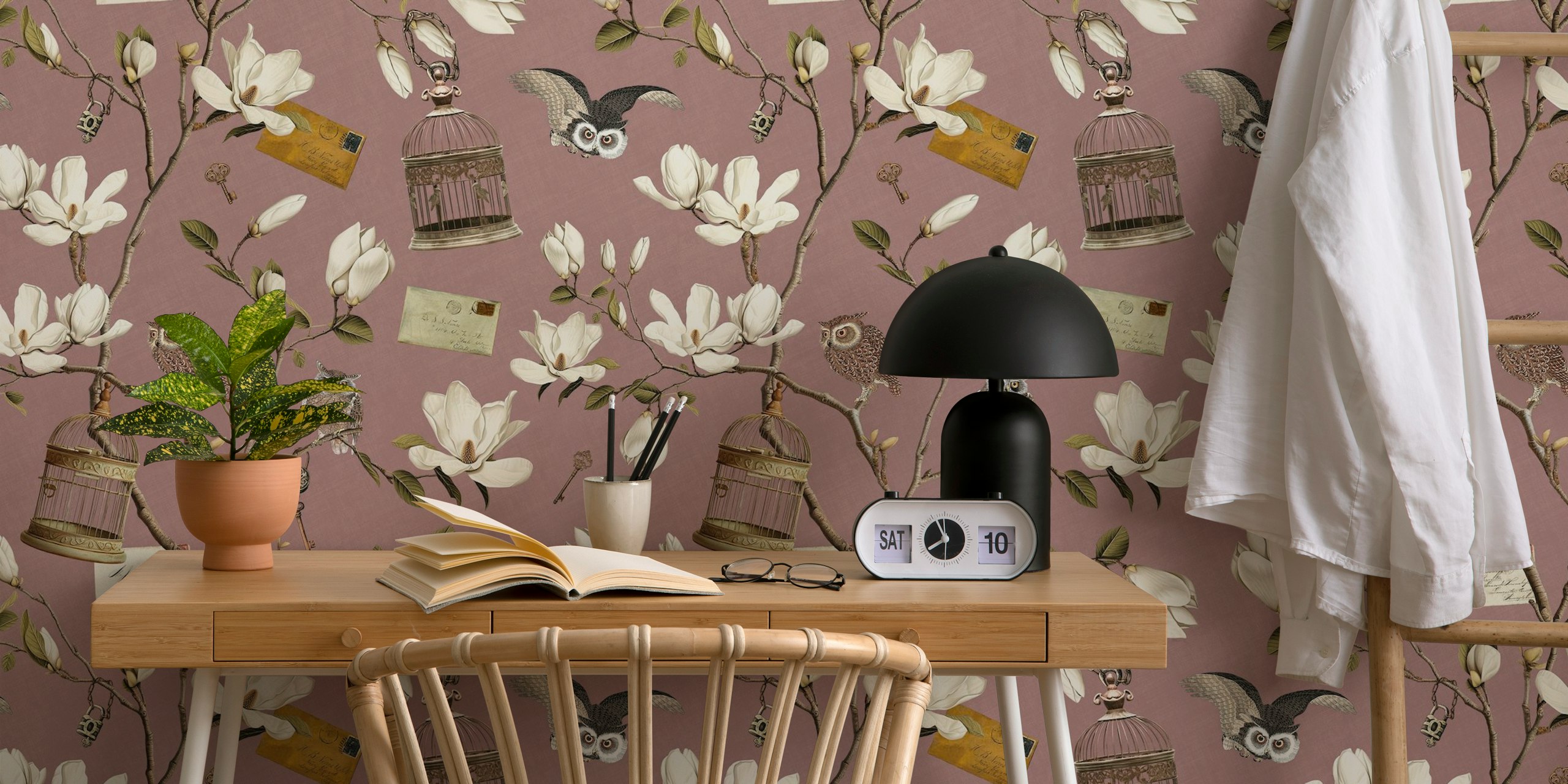 Magnolia Grove wallpaper in a room