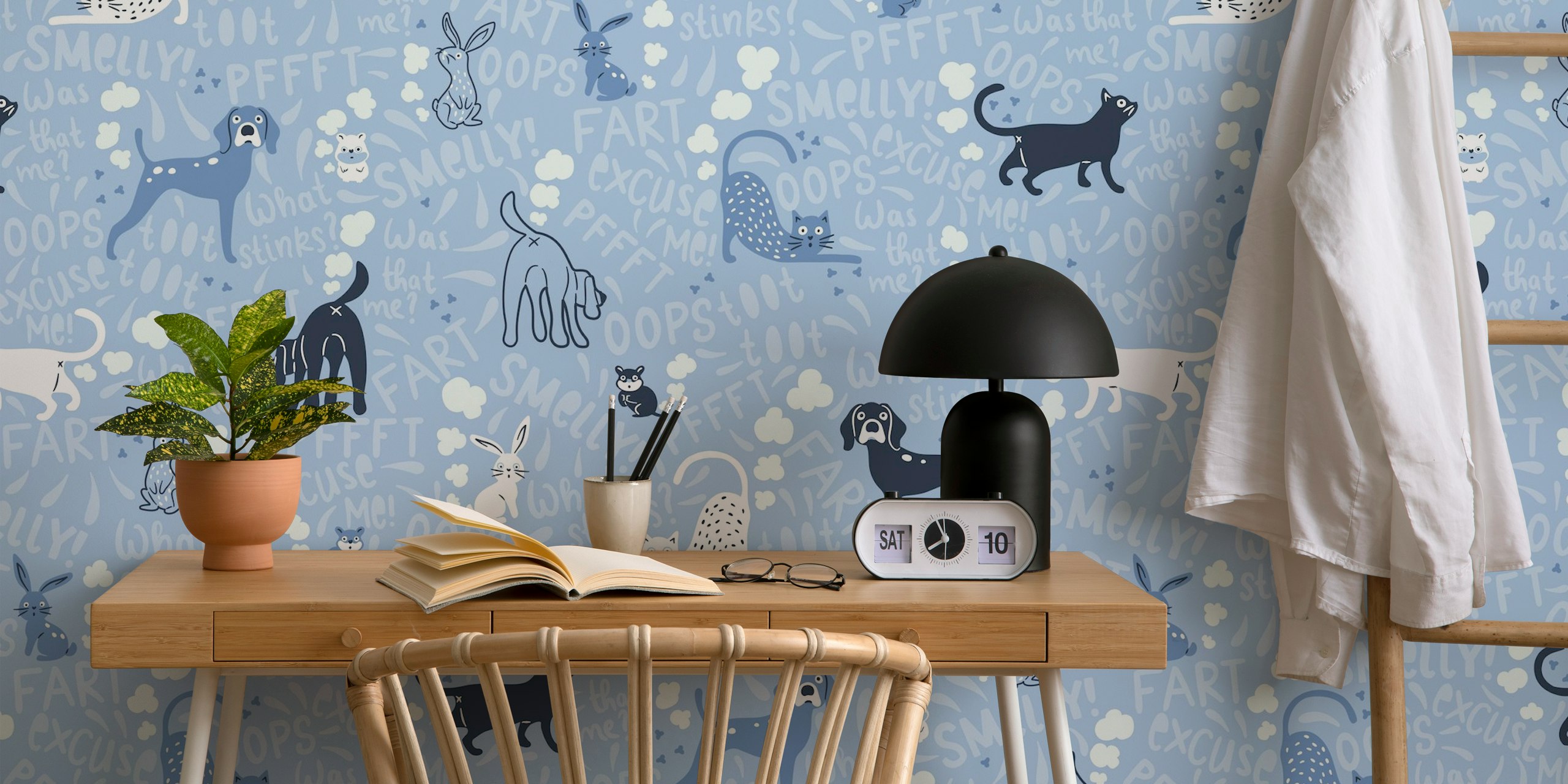 Farting Pets wallpaper leikkisässä ympäristössä