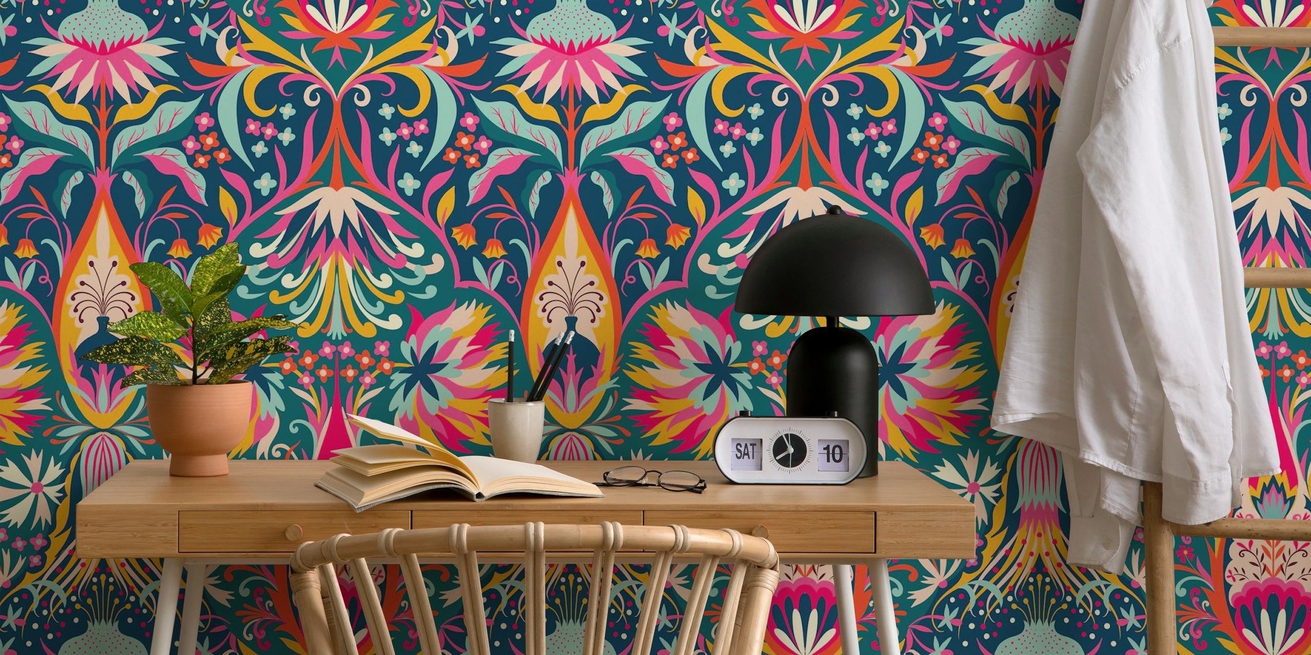 Colorful paisley floral pattern design wallpaper