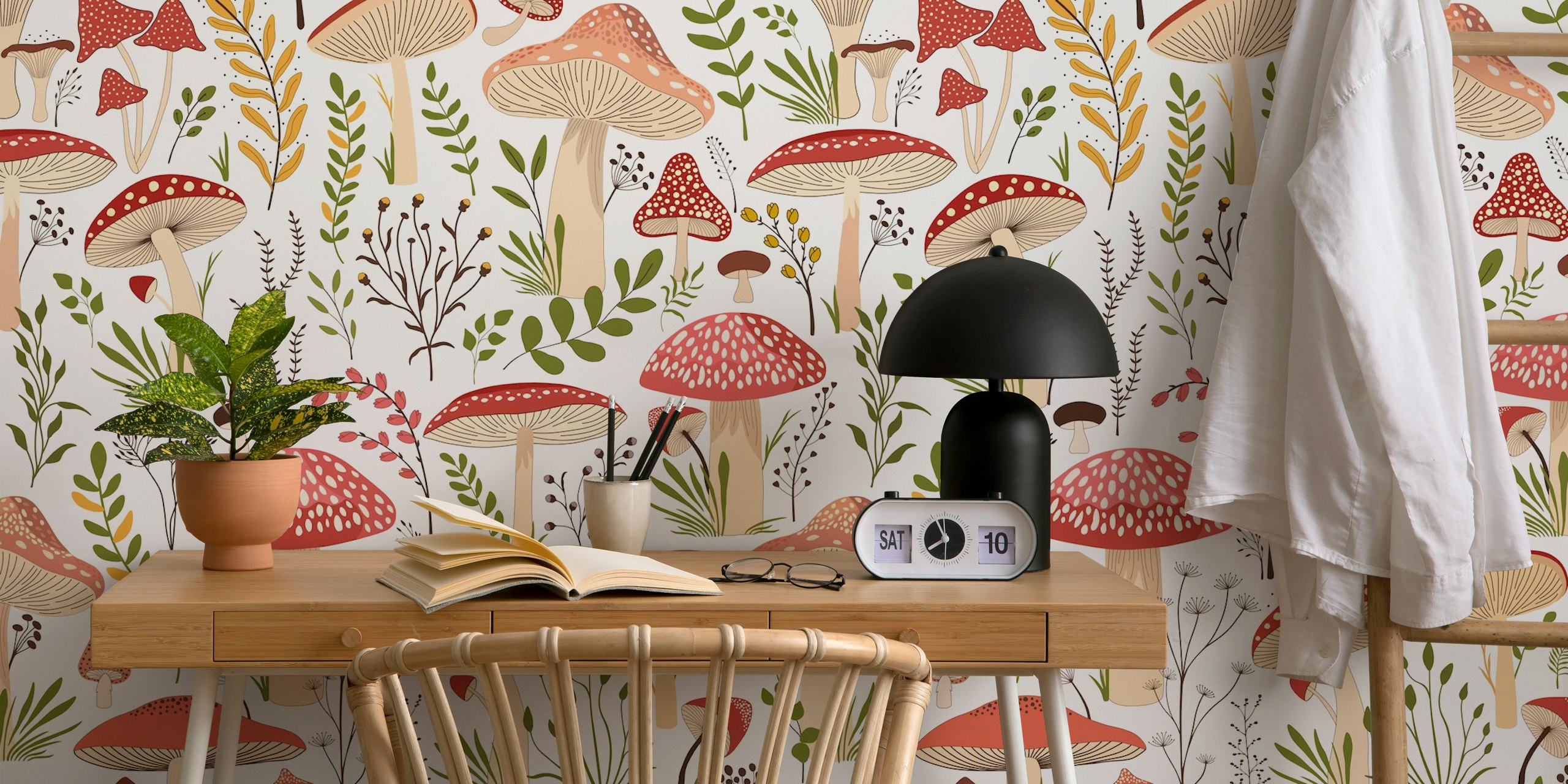 Charming Forest Fungi Design papier peint dans une pièce