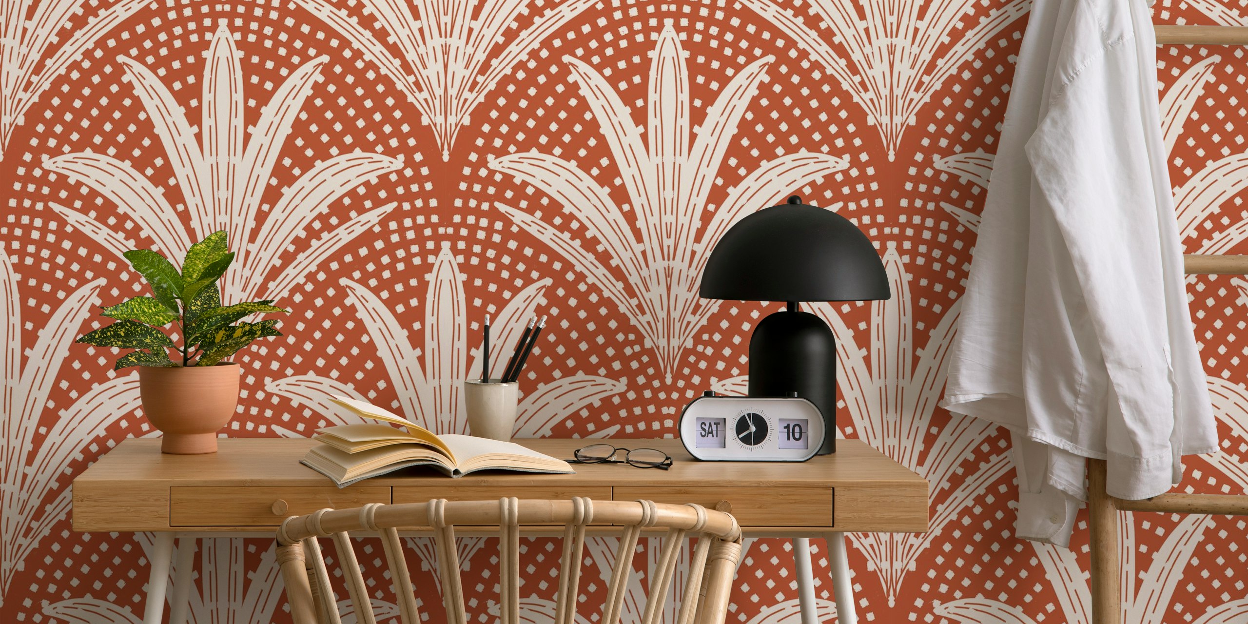 Tapeta Boho Palm Radiance Terracotta w aranżacji
