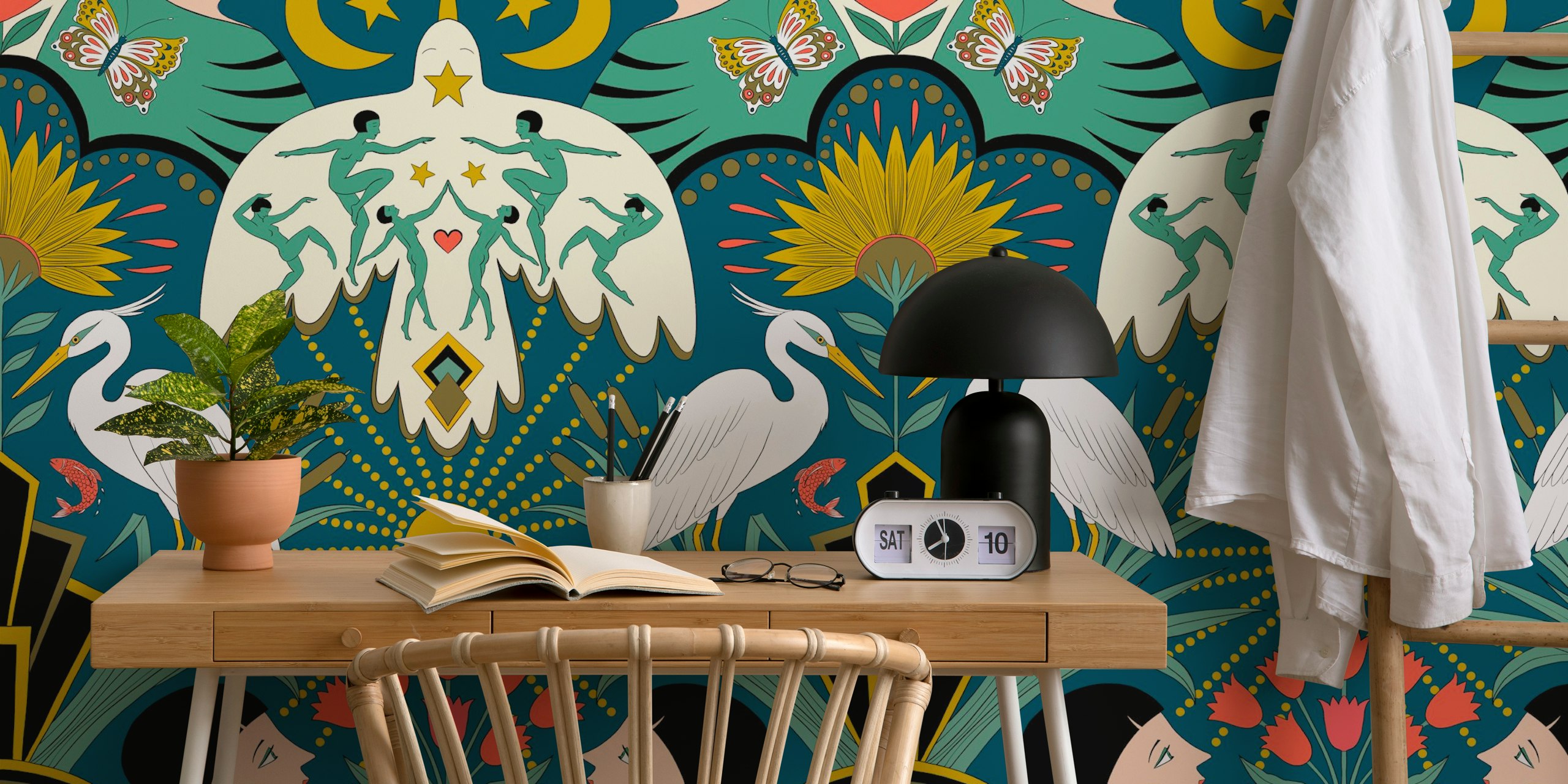 Tapeta Art Deco Dreams w urządzonym pokoju