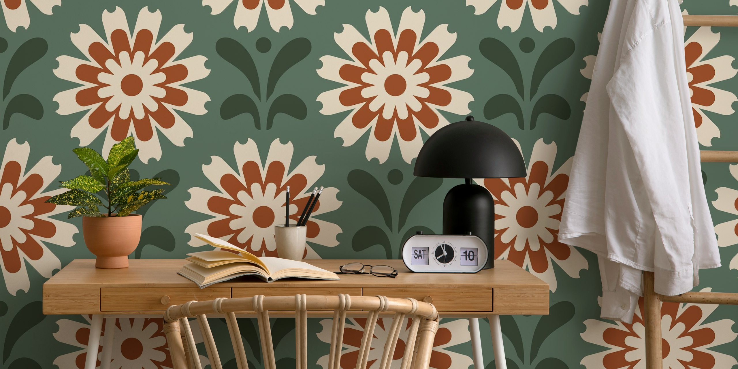 Rustic Daisy Harmony wallpaper en un ambiente de habitación