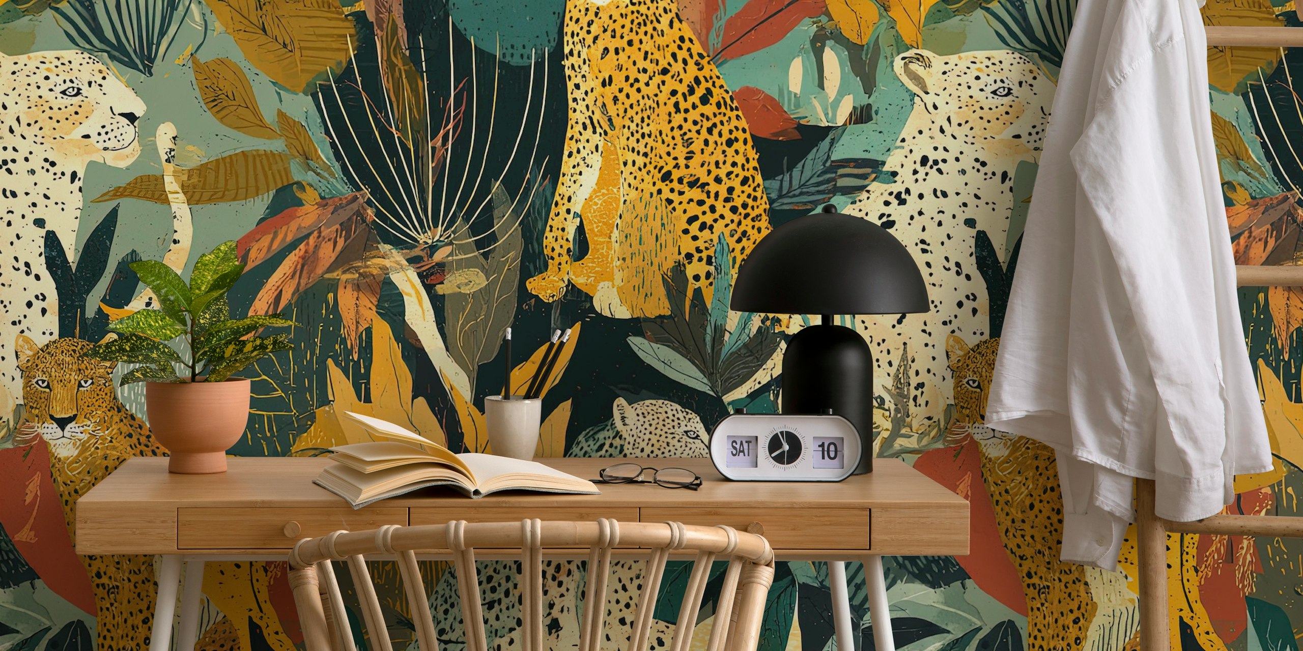 Papel tapiz Camouflaged leopards en una habitación