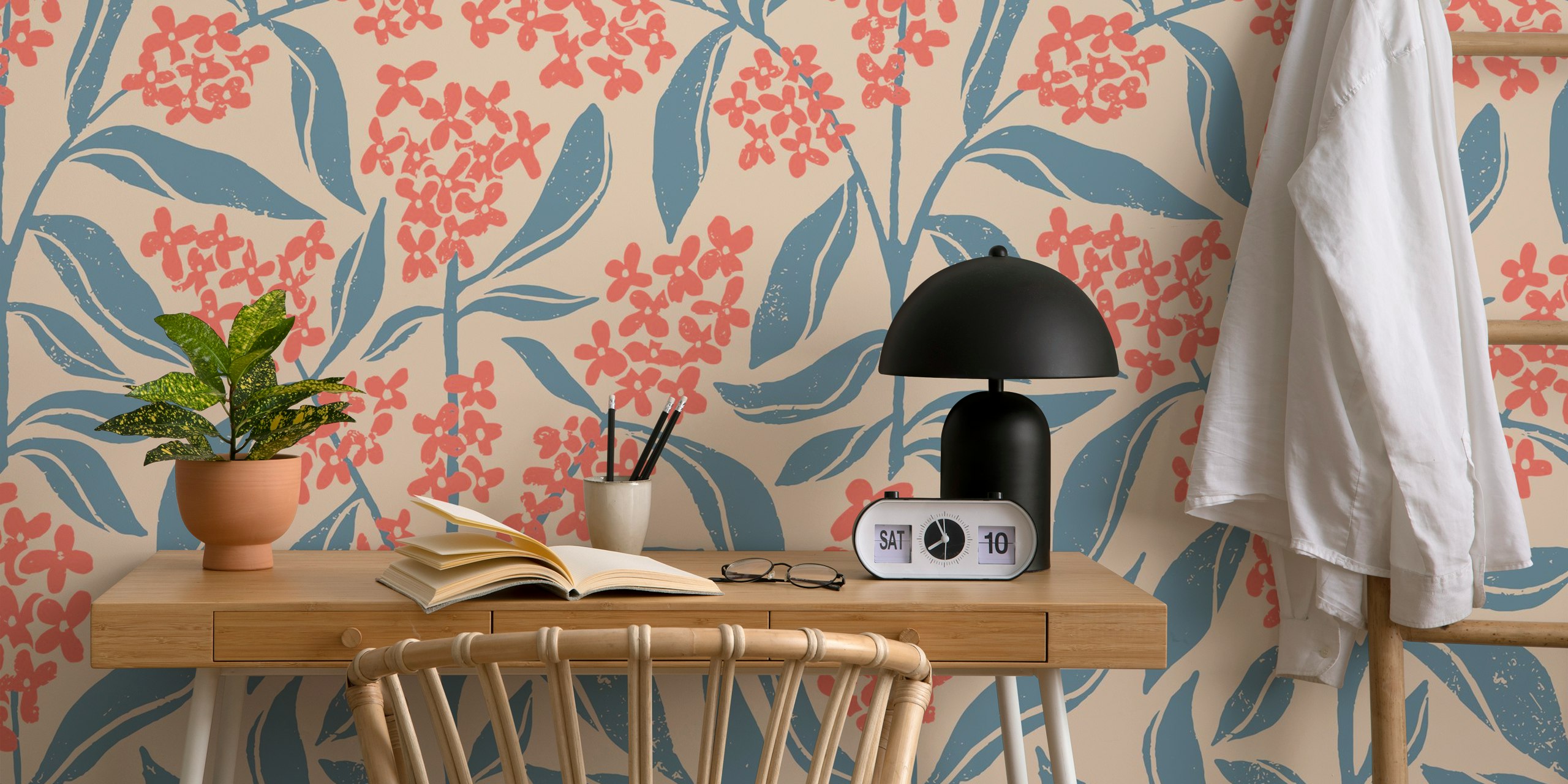 Osmanthus Flower wallpaper in red and blue