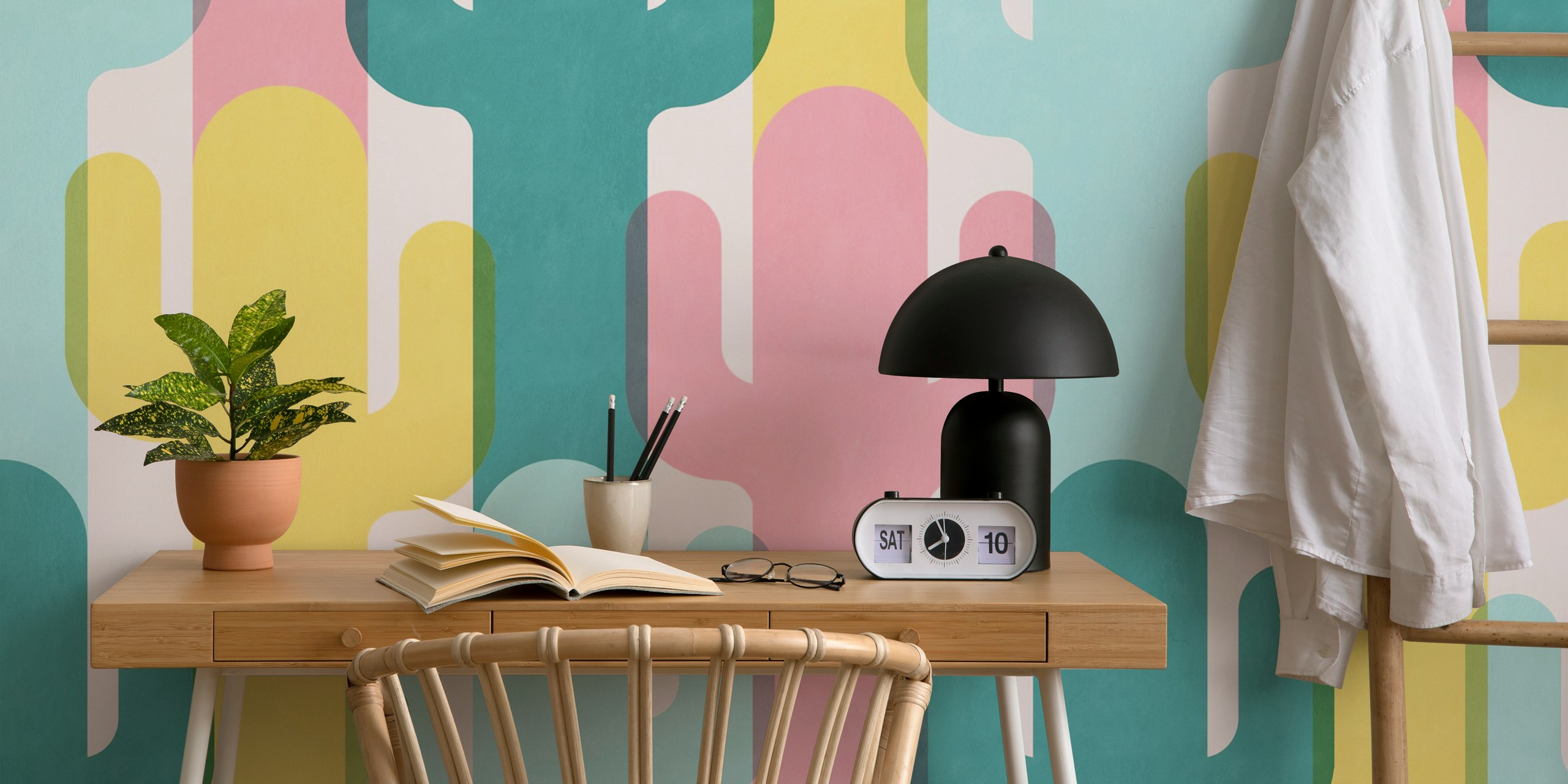 Calming Cacti wallpaper design in een kamer
