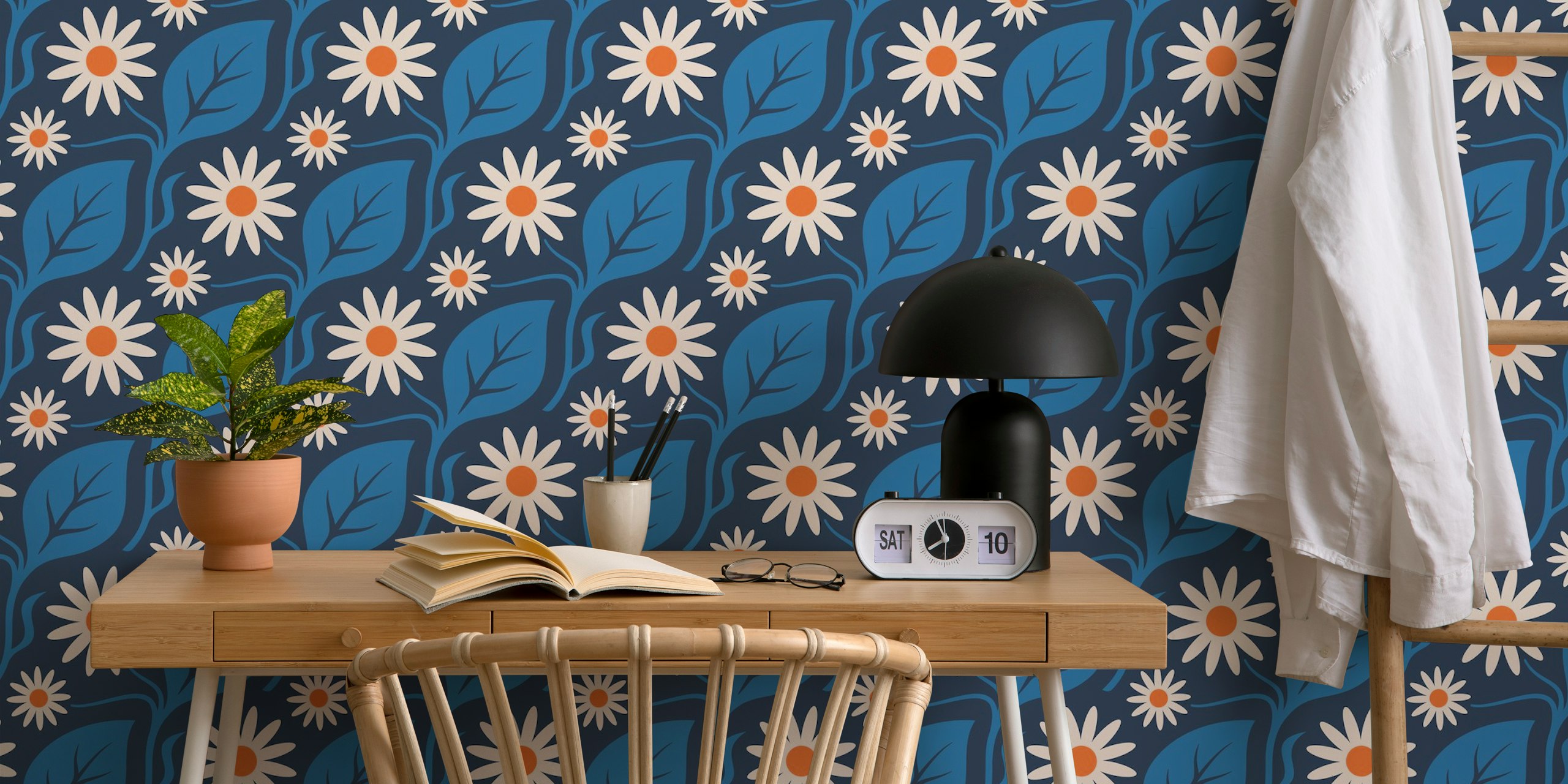 Elegant Daisy Harmony wallpaper in a room