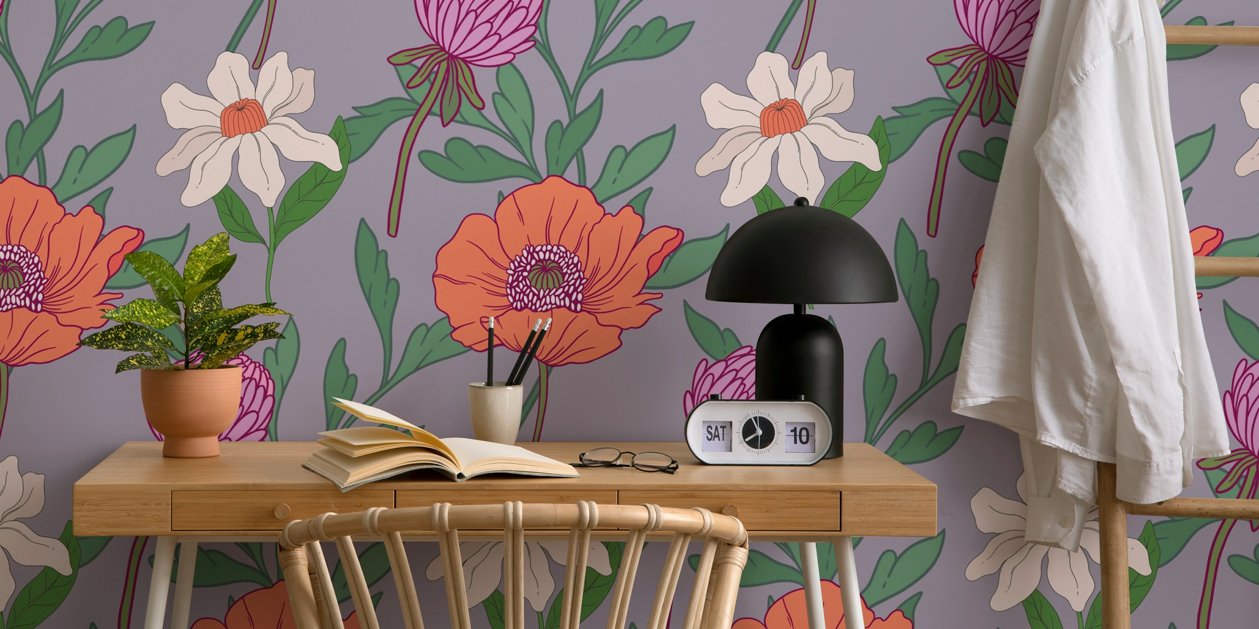 Dream at Dusk floral wallpaper in a room