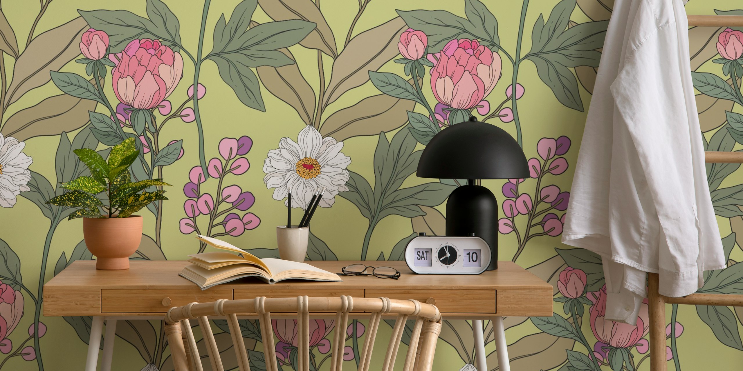Design tapety kwiatowej w pokoju