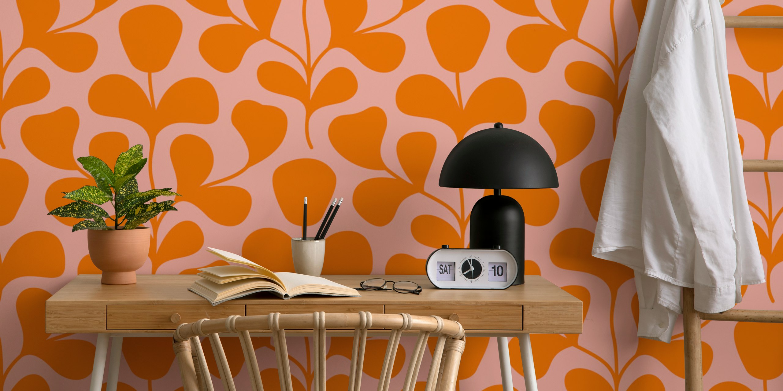 Large Scale Abstract Flowers-tapetti huoneessa