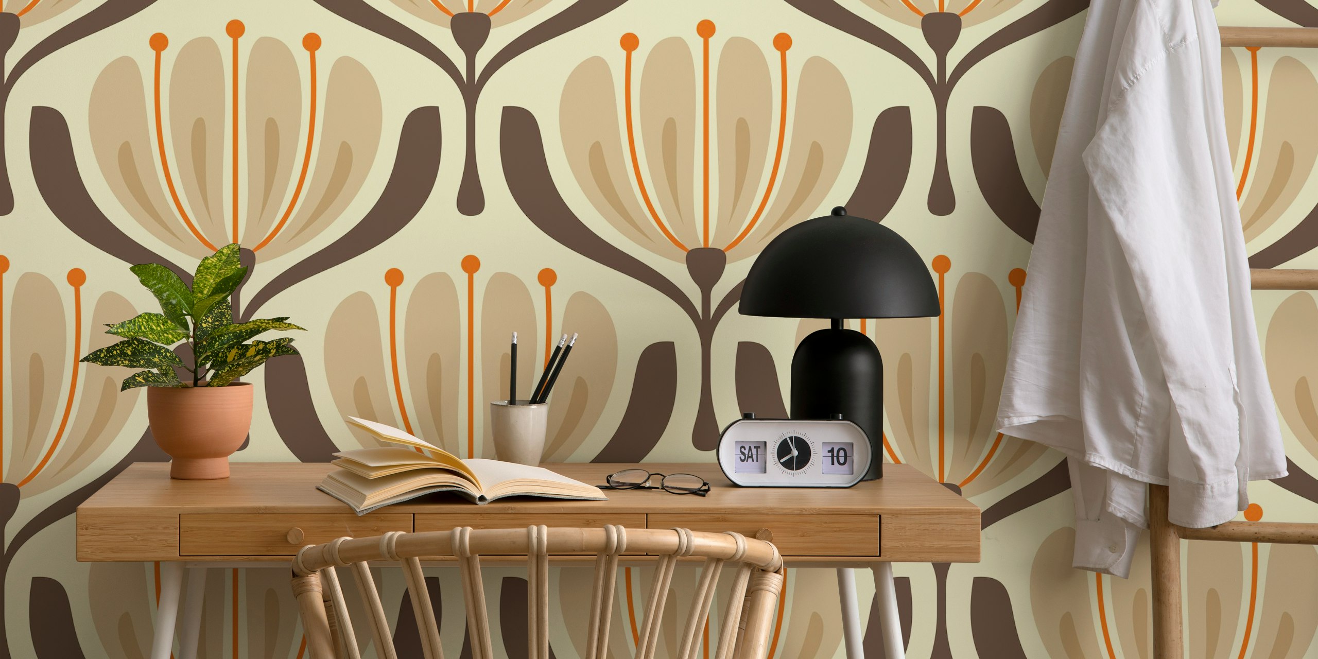 Vintage Blossom Elegance wallpaper em um quarto