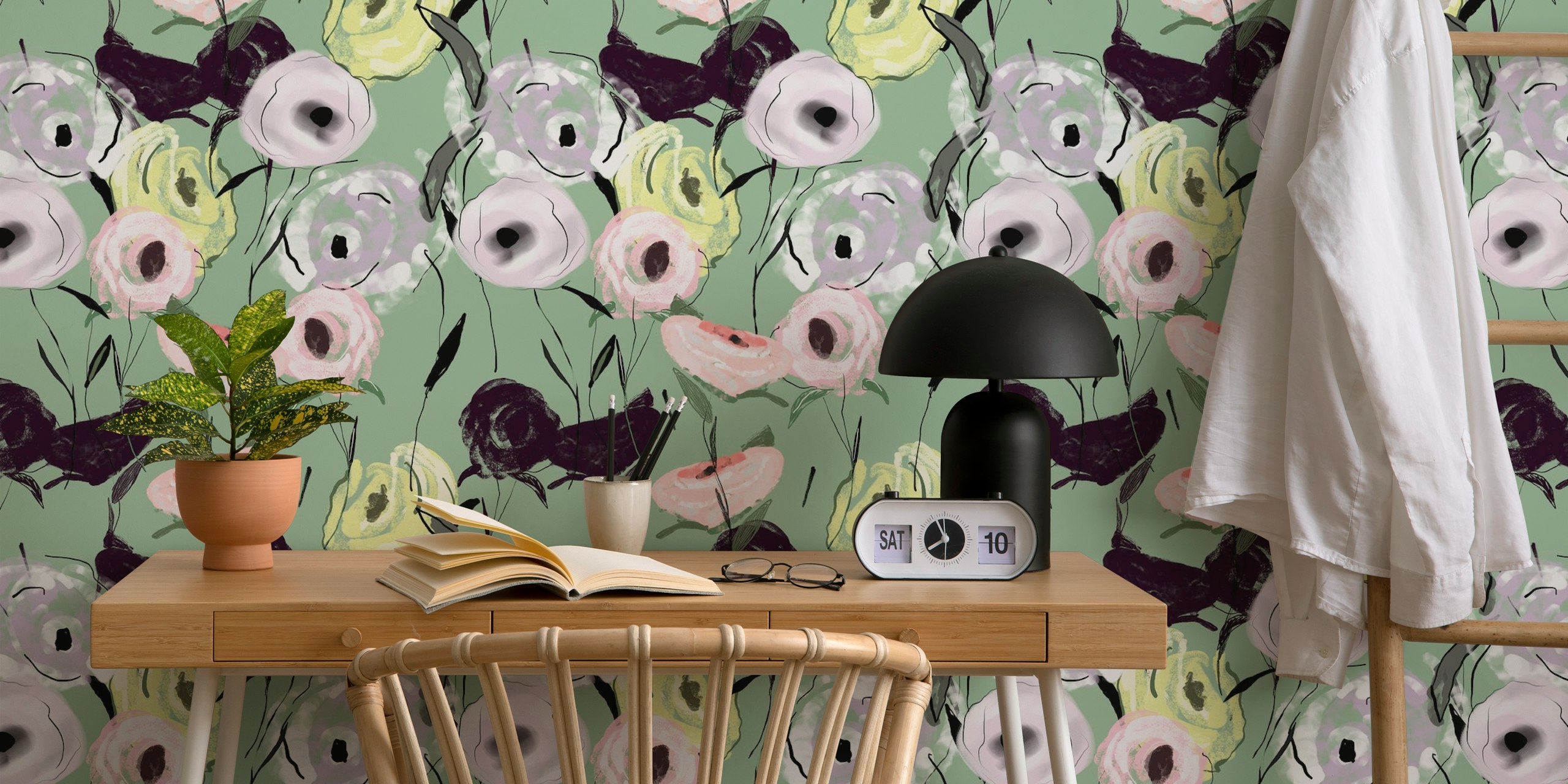 Abstract roses garden bouquets behang in een kamer