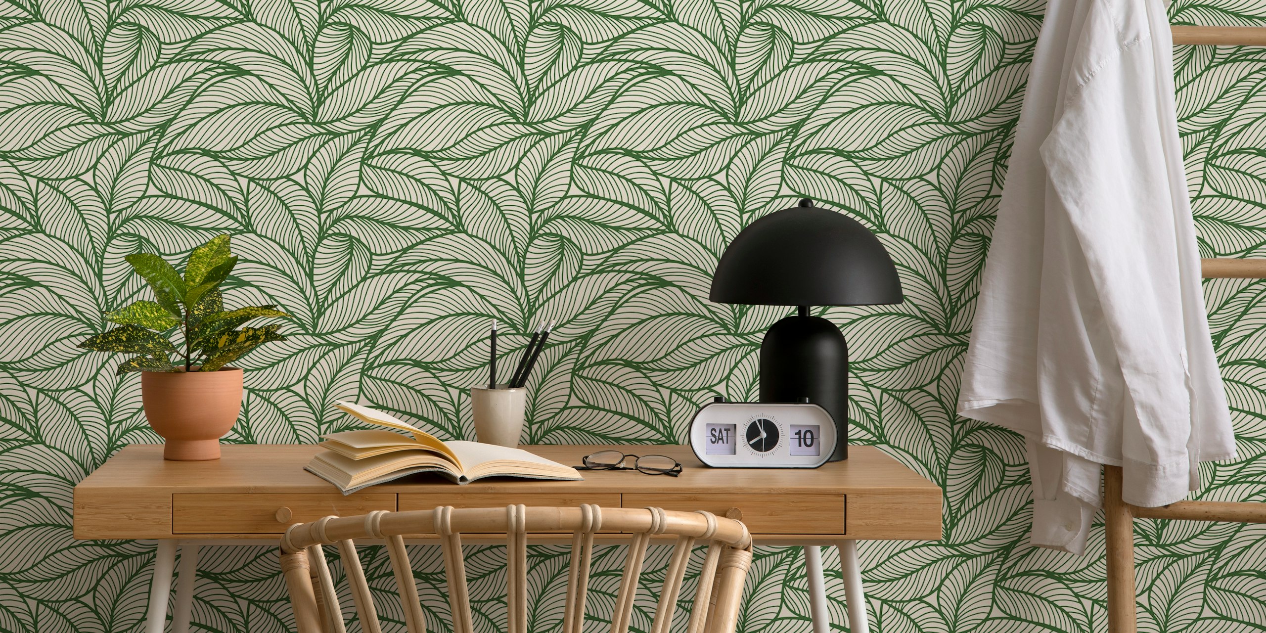 Chic Leaf Design wallpaper in a room