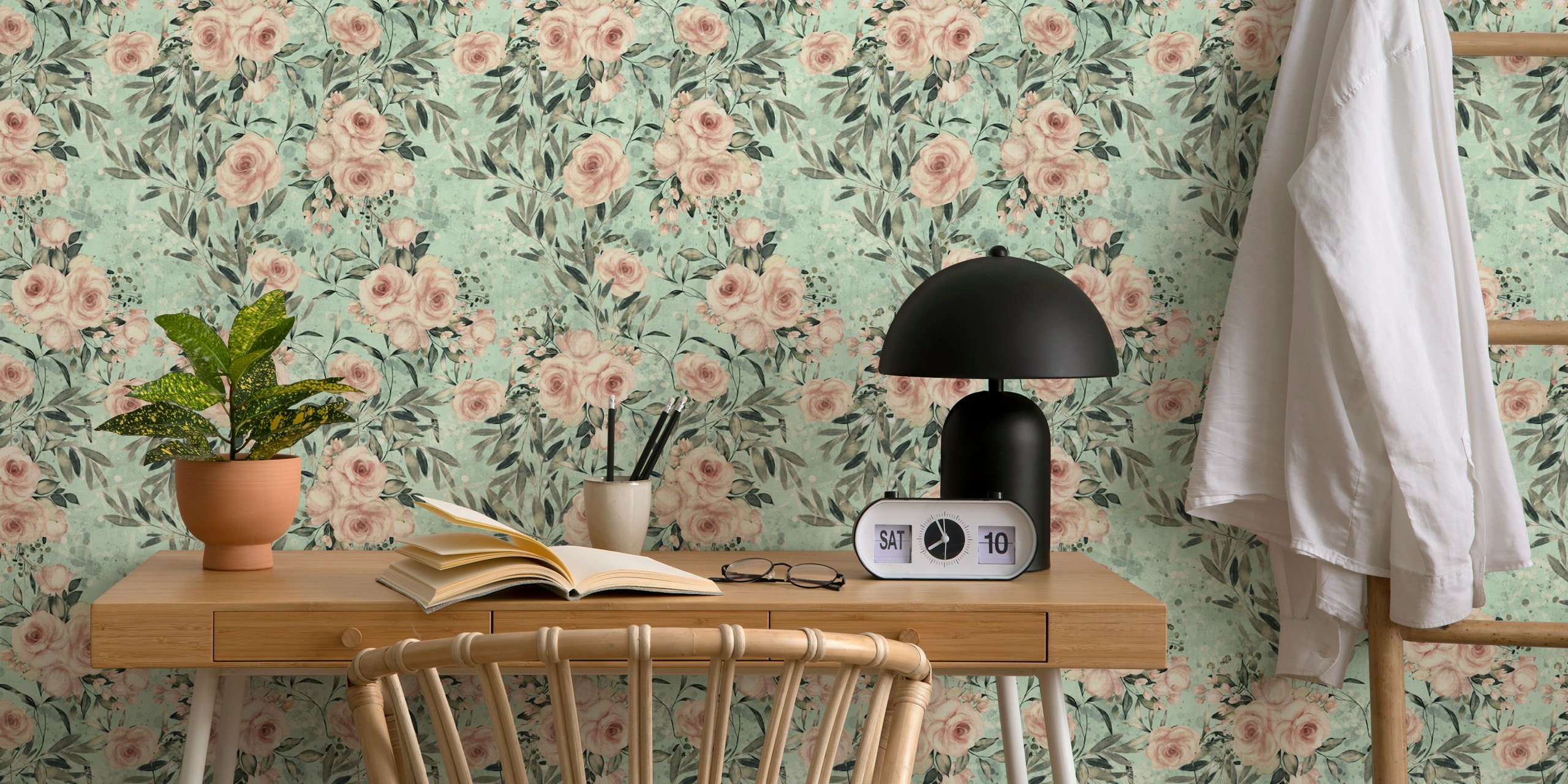 Flower paradise beige dream wallpaper in a room