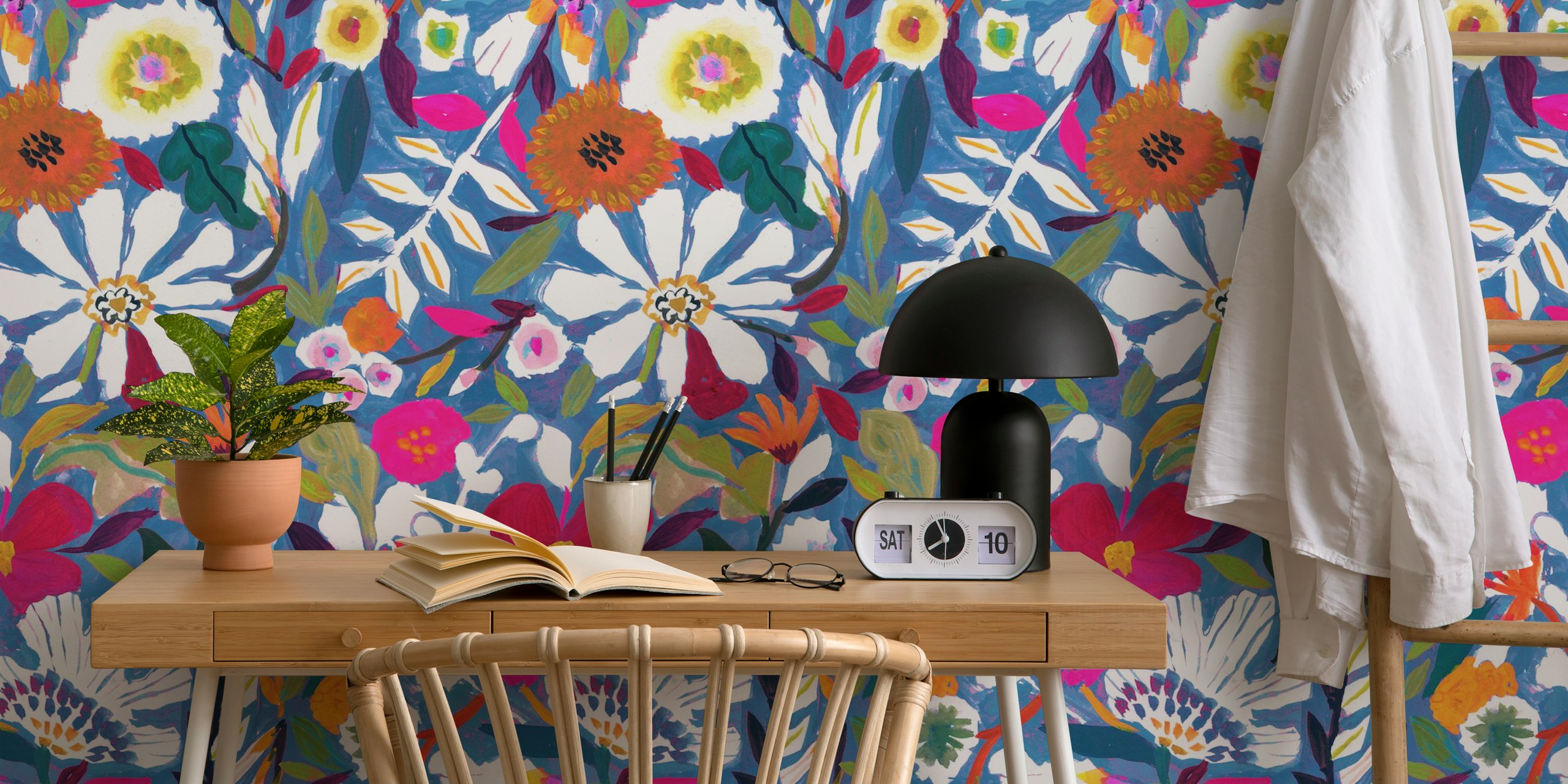 Papier peint Bold florals dans une ambiance de pièce