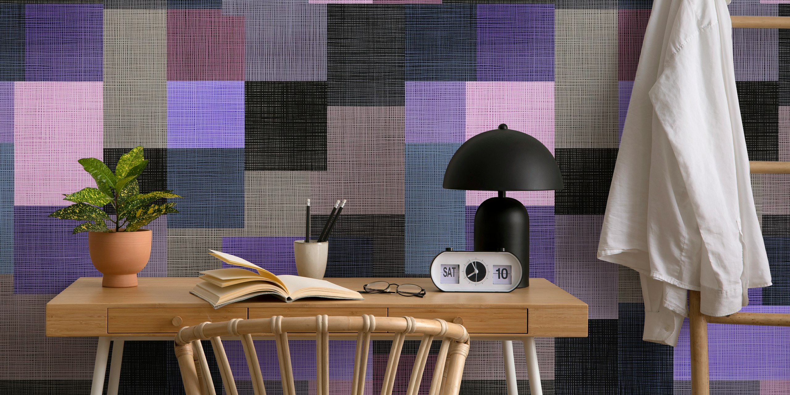 Tapeta Purple and Black Mosaic v pokoji