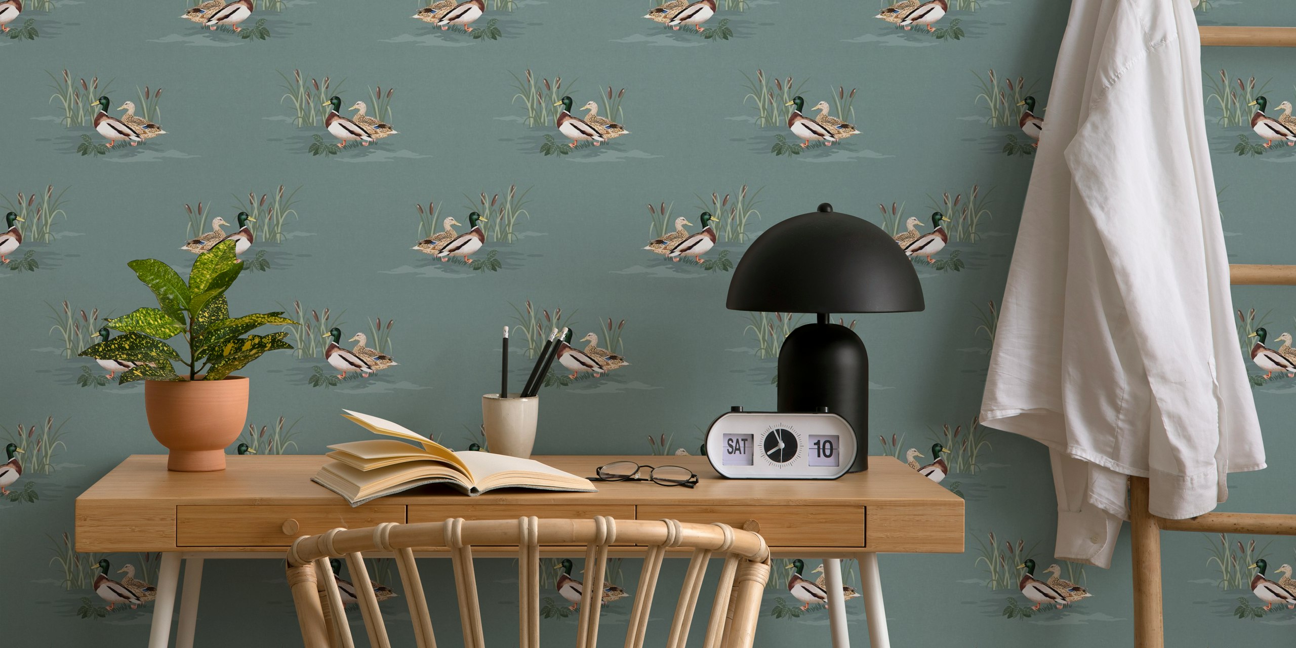 Country Ducks-tapetti slate grey