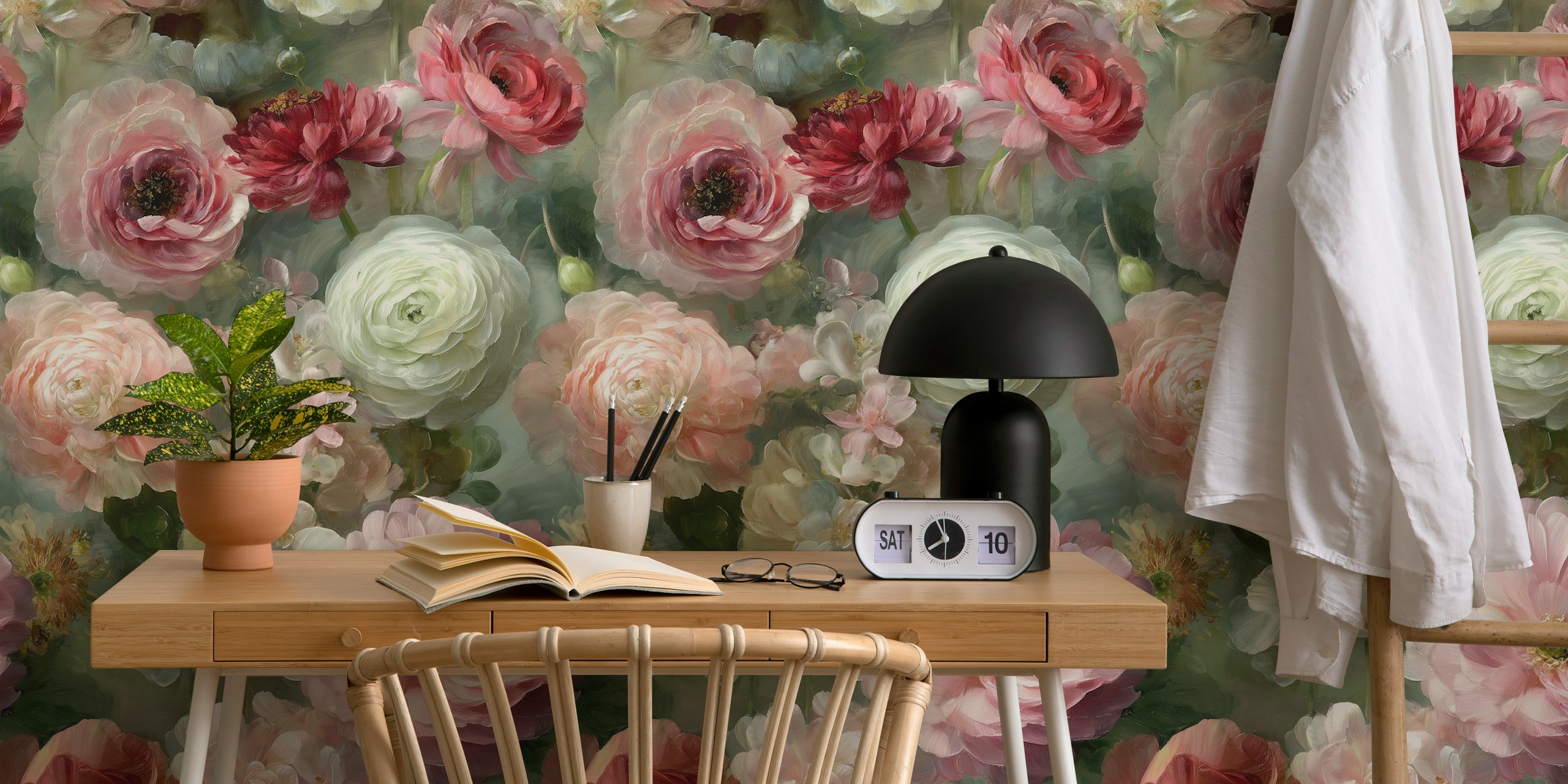 Elegant Flower Cascade wallpaper in a room