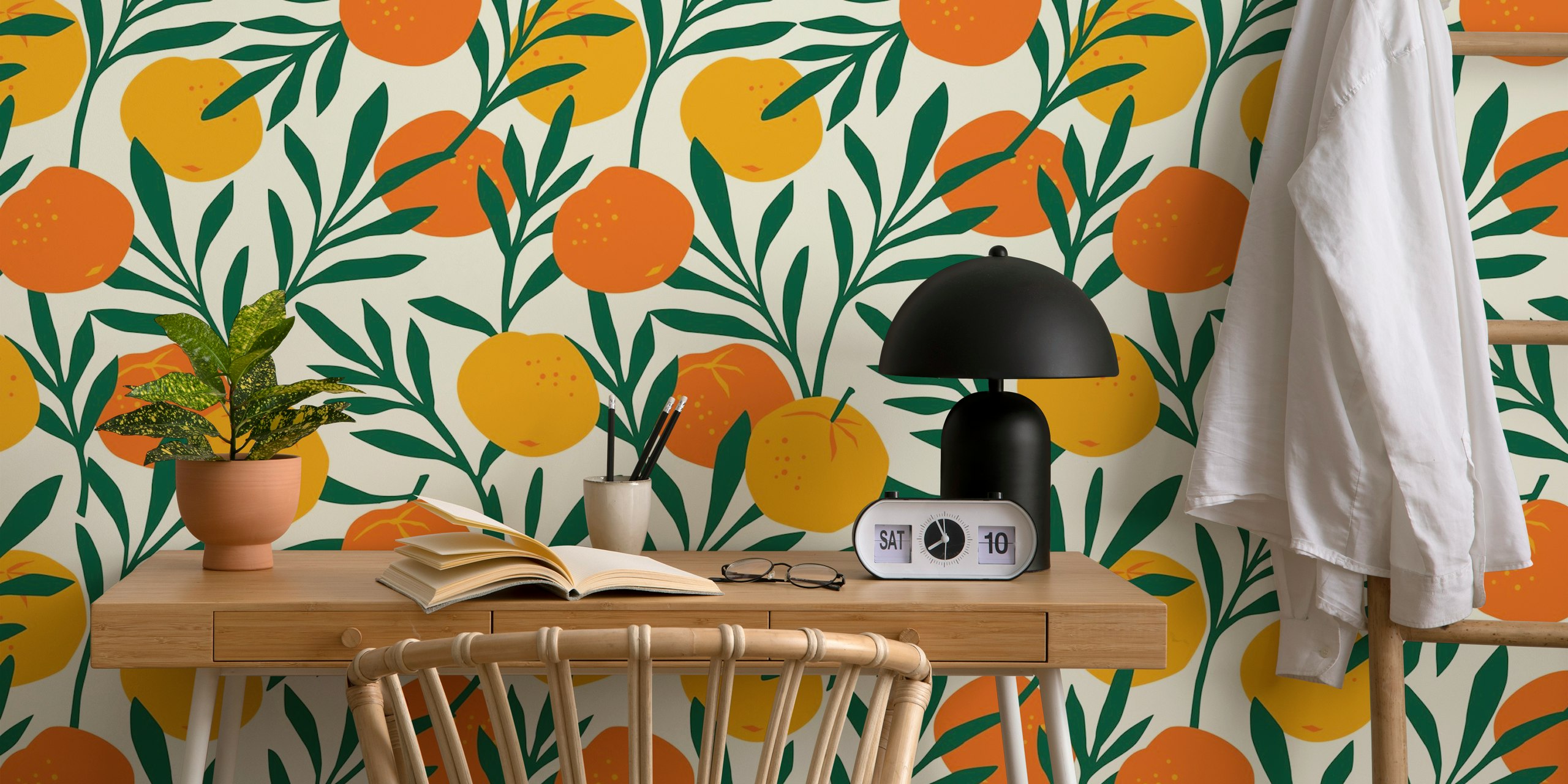 Orange mandarins wallpaper design